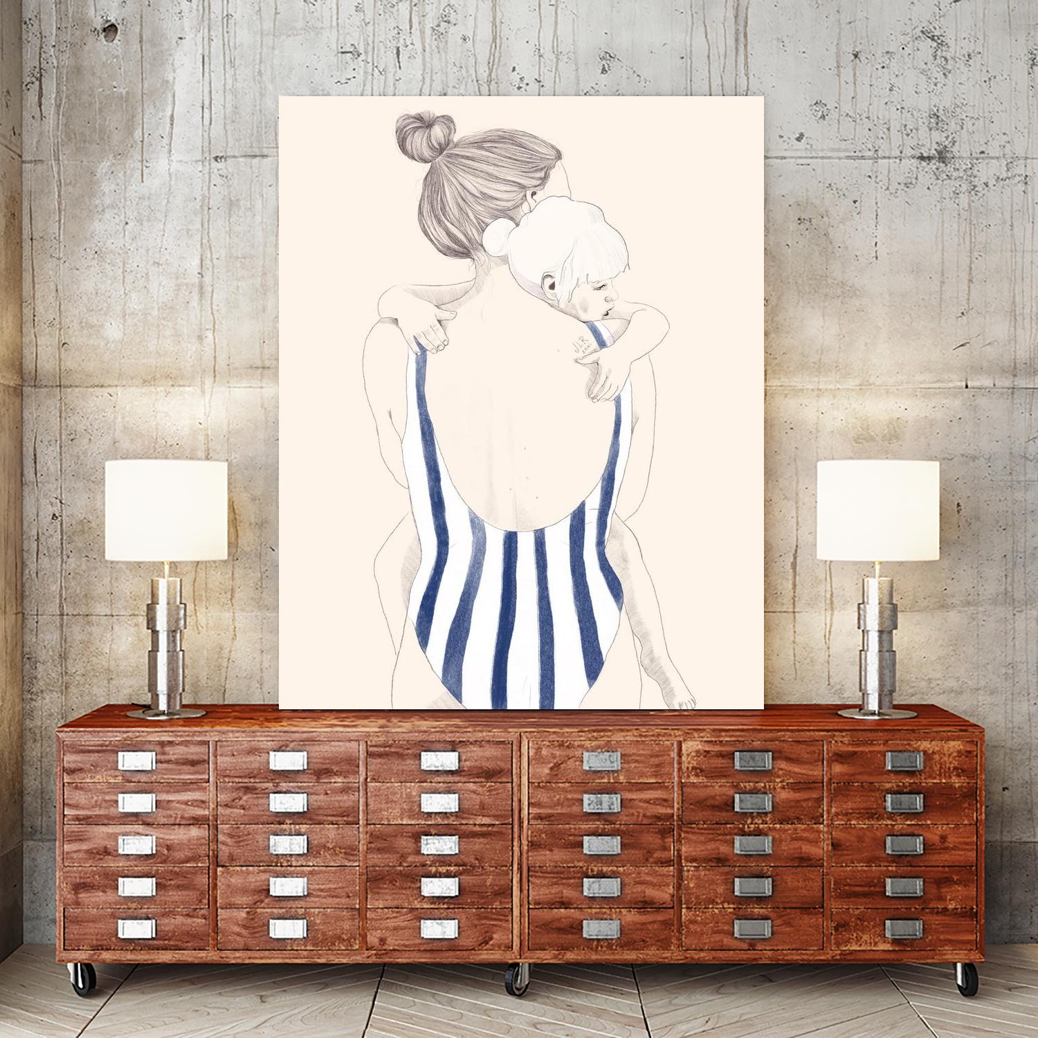 Daughter by Jenny Liz Rome on GIANT ART - blue figurative stripes