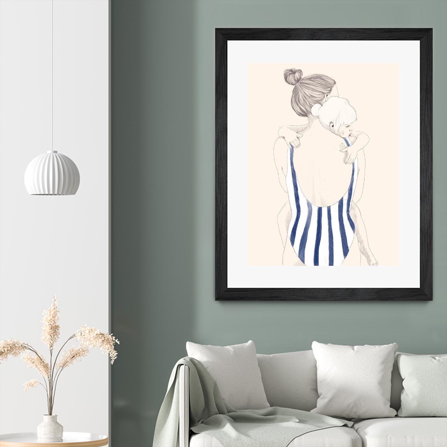 Daughter by Jenny Liz Rome on GIANT ART - blue figurative stripes