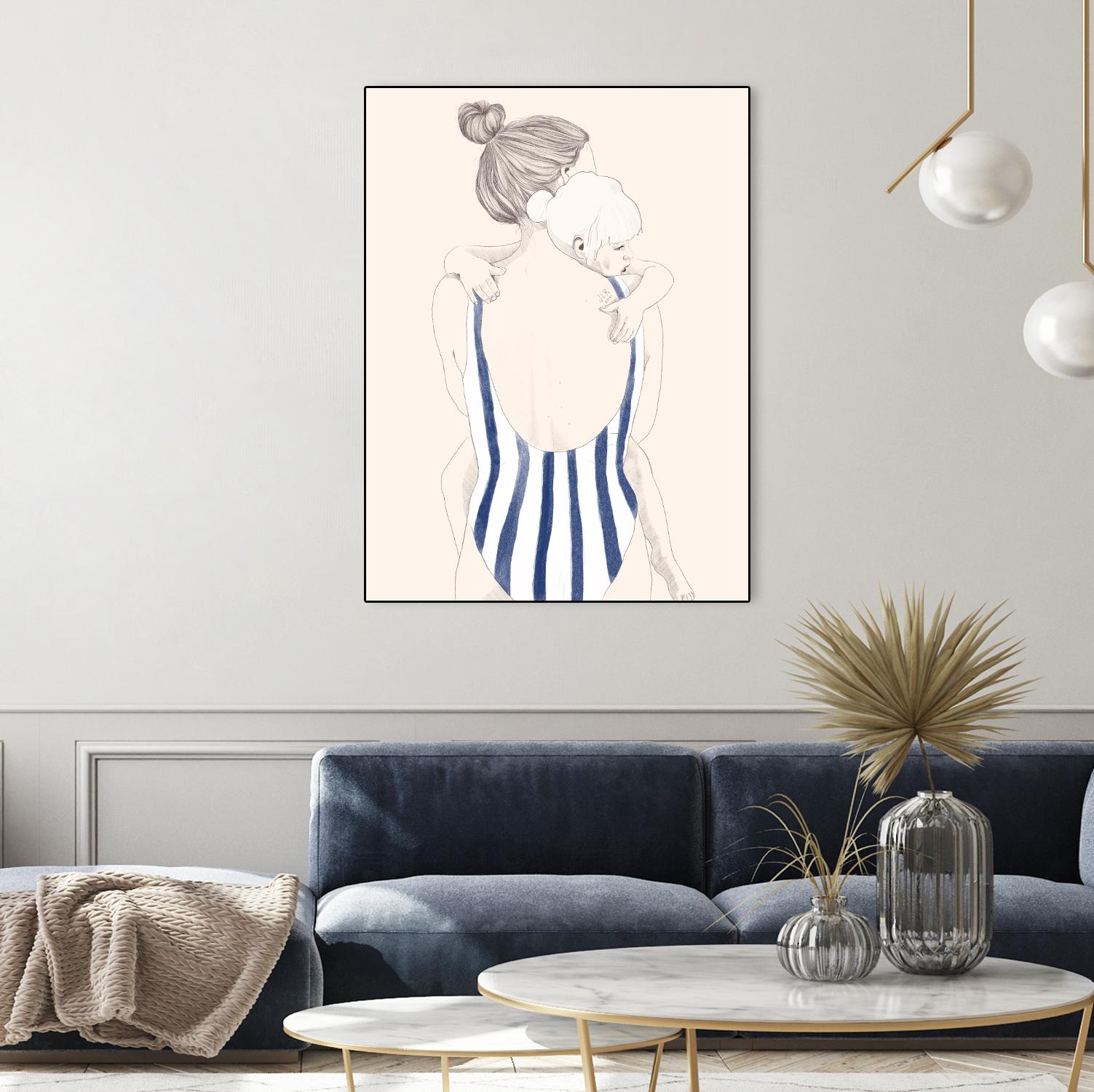 Daughter by Jenny Liz Rome on GIANT ART - blue figurative stripes