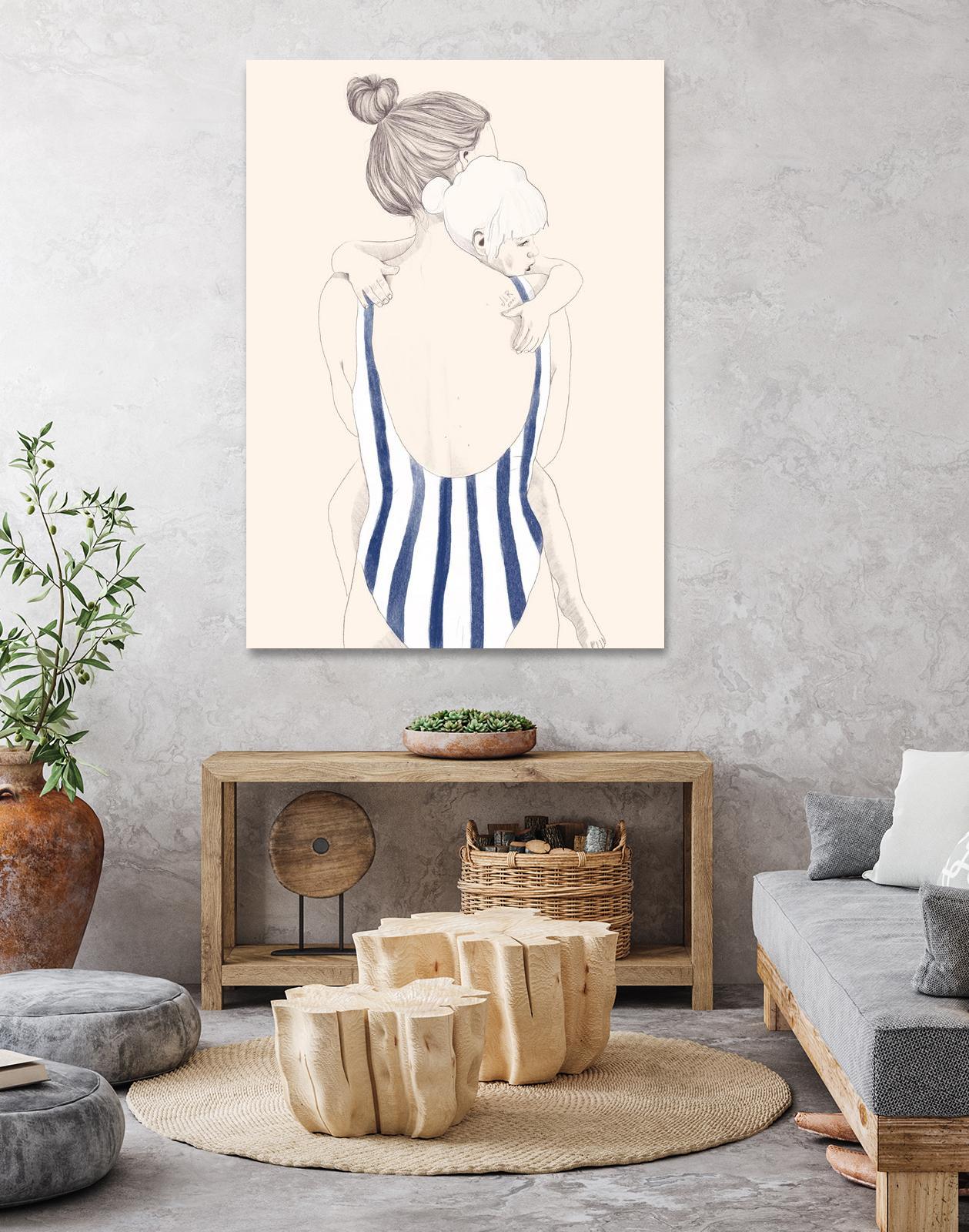 Daughter by Jenny Liz Rome on GIANT ART - blue figurative stripes