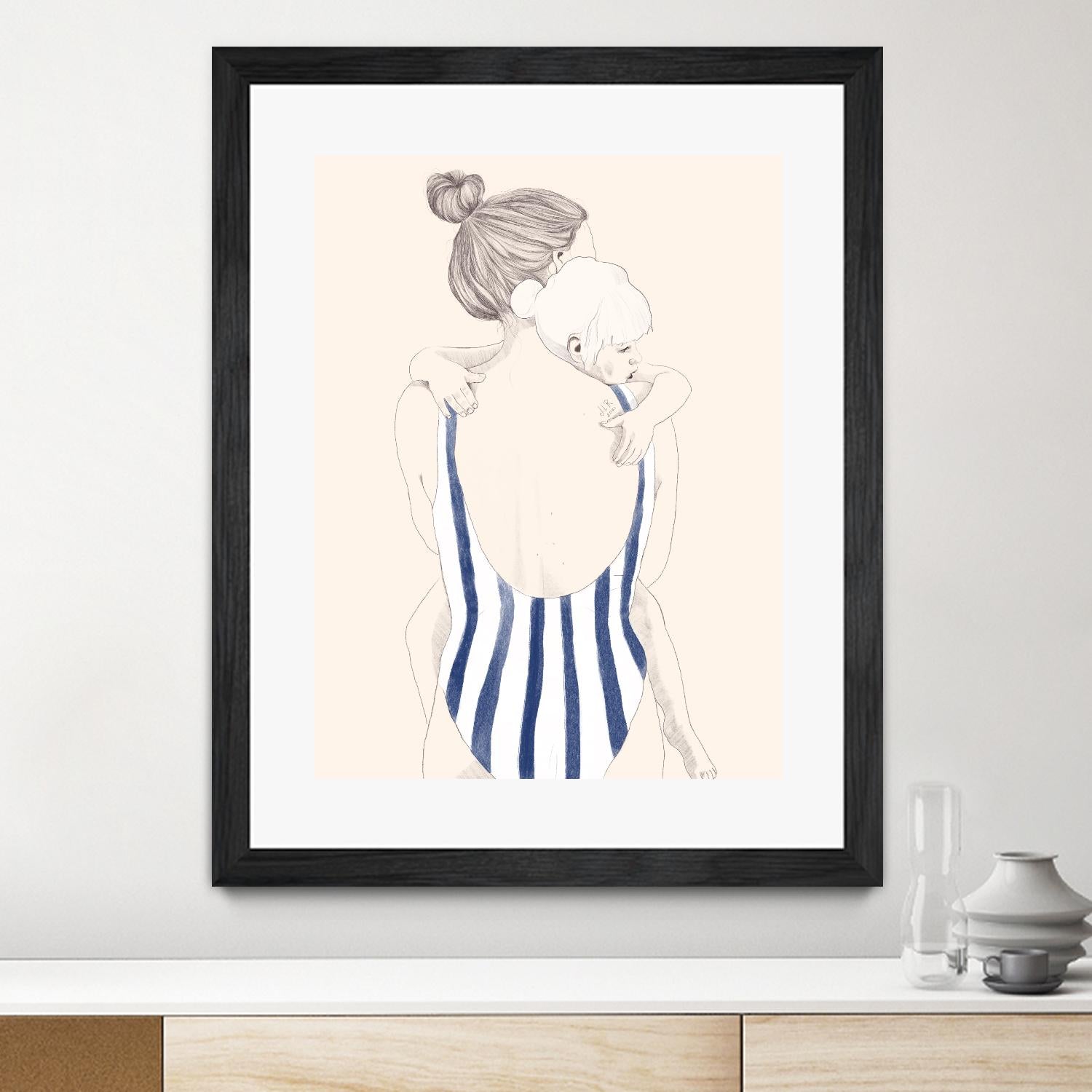 Daughter by Jenny Liz Rome on GIANT ART - blue figurative stripes