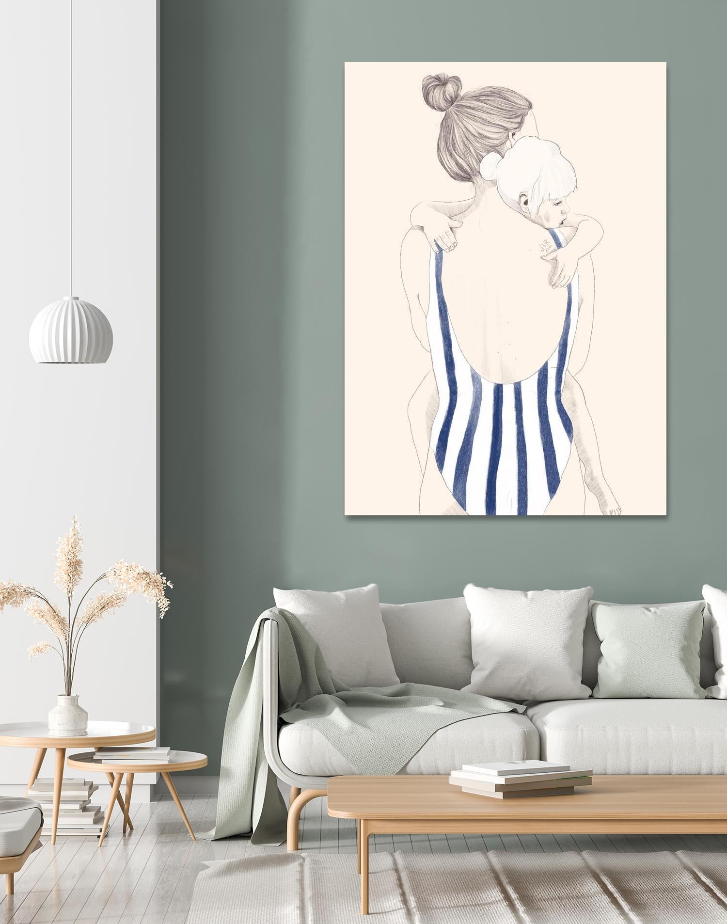 Daughter by Jenny Liz Rome on GIANT ART - blue figurative stripes