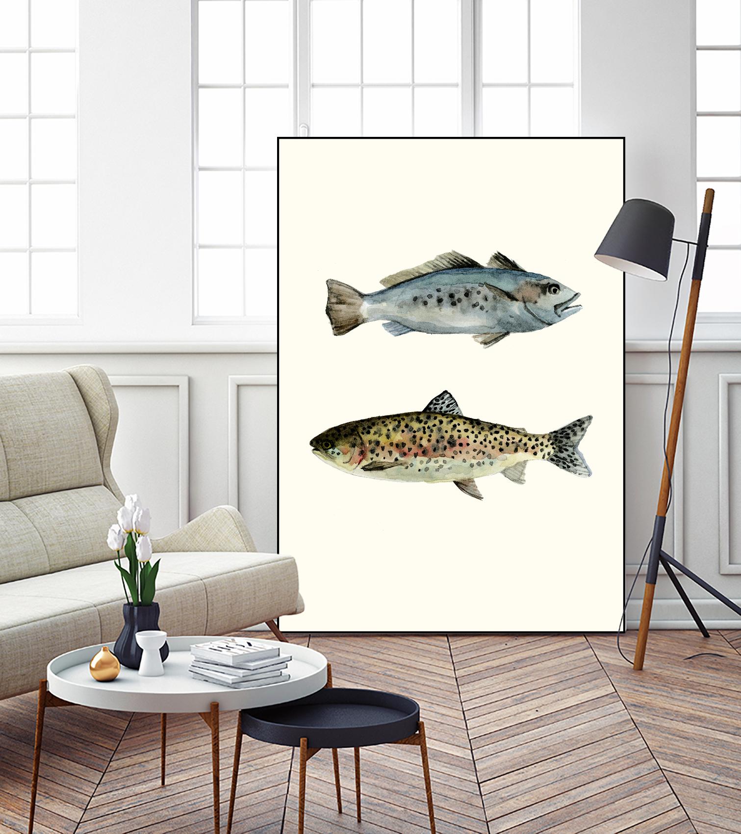 Fish Grouping 1 by Natasha Marie on GIANT ART - grey animals