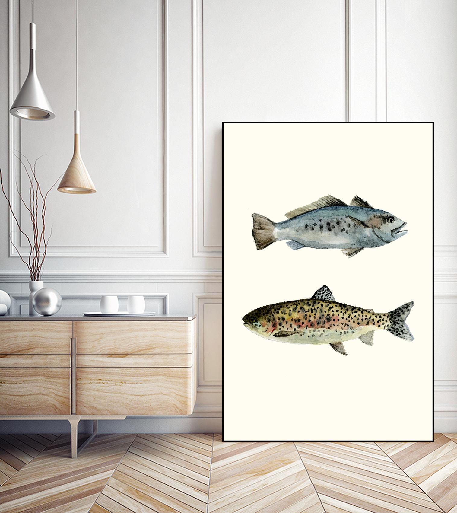 Fish Grouping 1 by Natasha Marie on GIANT ART - grey animals
