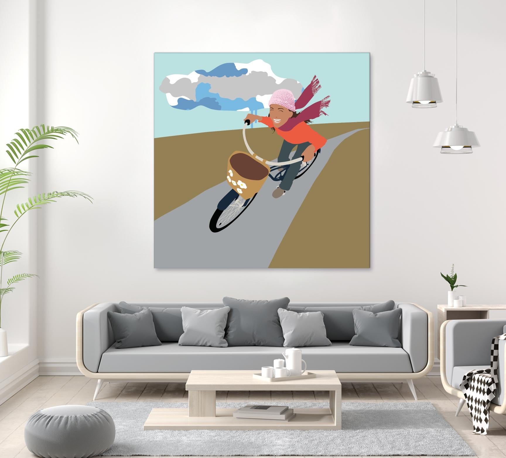 Cloud Girl on Bike by Eric Scheib on GIANT ART - grey contemporary