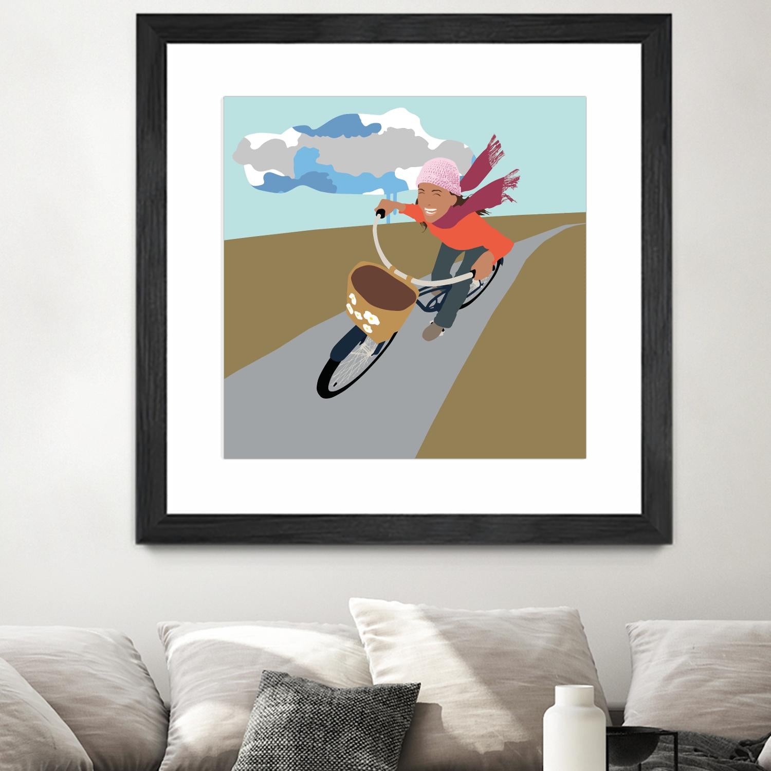 Cloud Girl on Bike by Eric Scheib on GIANT ART - grey contemporary