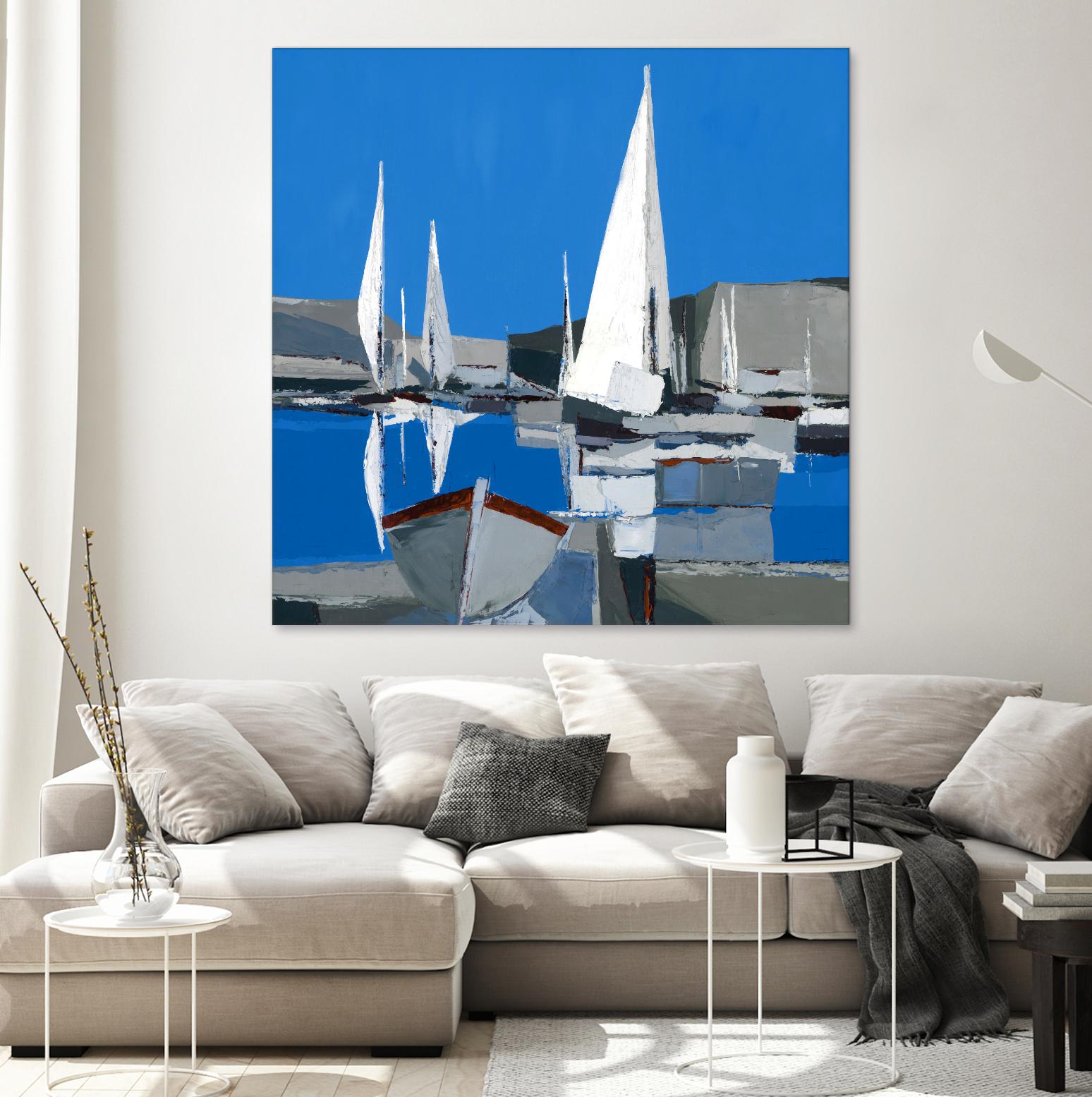 Voiles Blanches I by Demagny on GIANT ART - grey sea scene