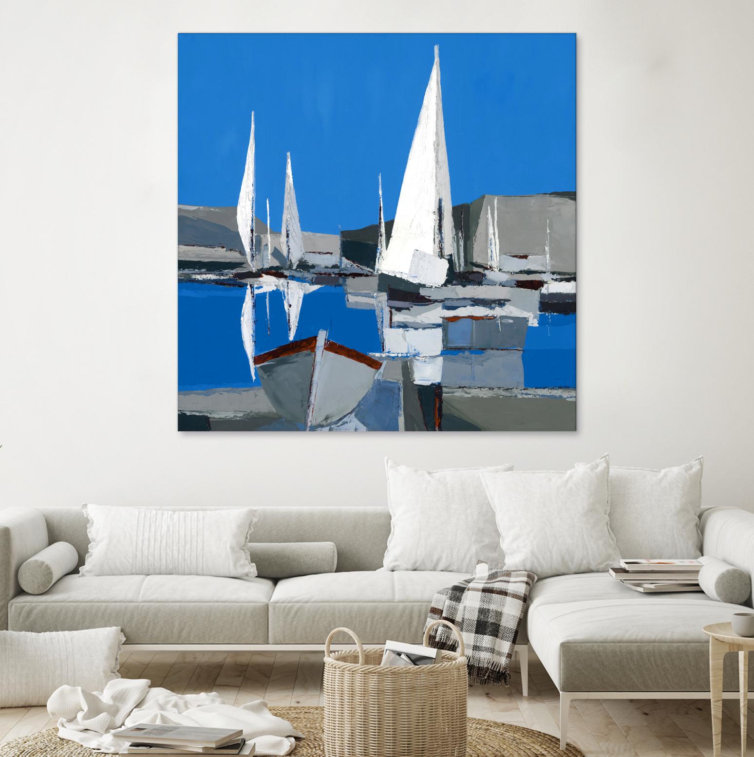 Voiles Blanches I by Demagny on GIANT ART - grey sea scene