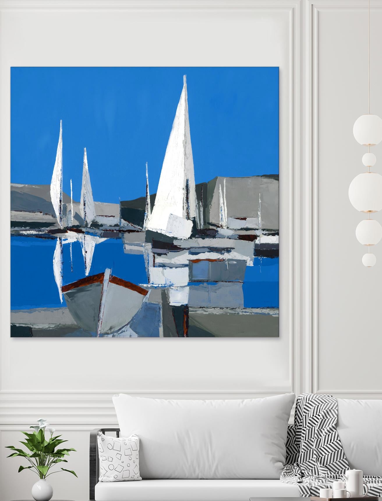 Voiles Blanches I by Demagny on GIANT ART - grey sea scene
