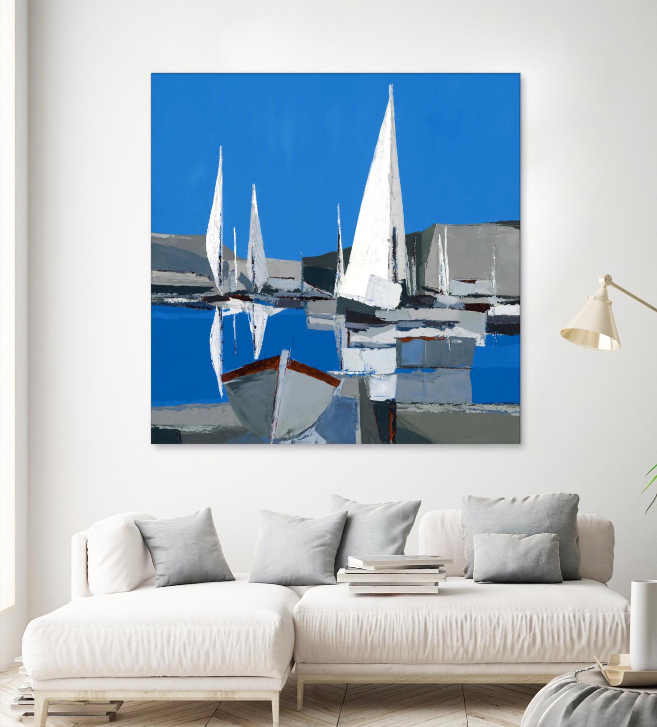 Voiles Blanches I by Demagny on GIANT ART - grey sea scene