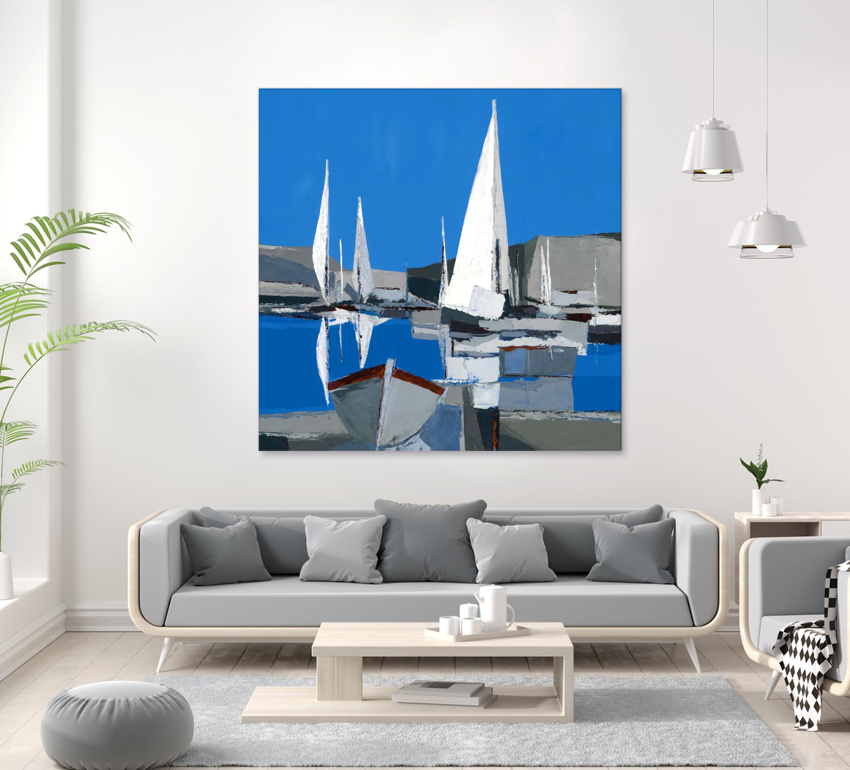 Voiles Blanches I by Demagny on GIANT ART - grey sea scene