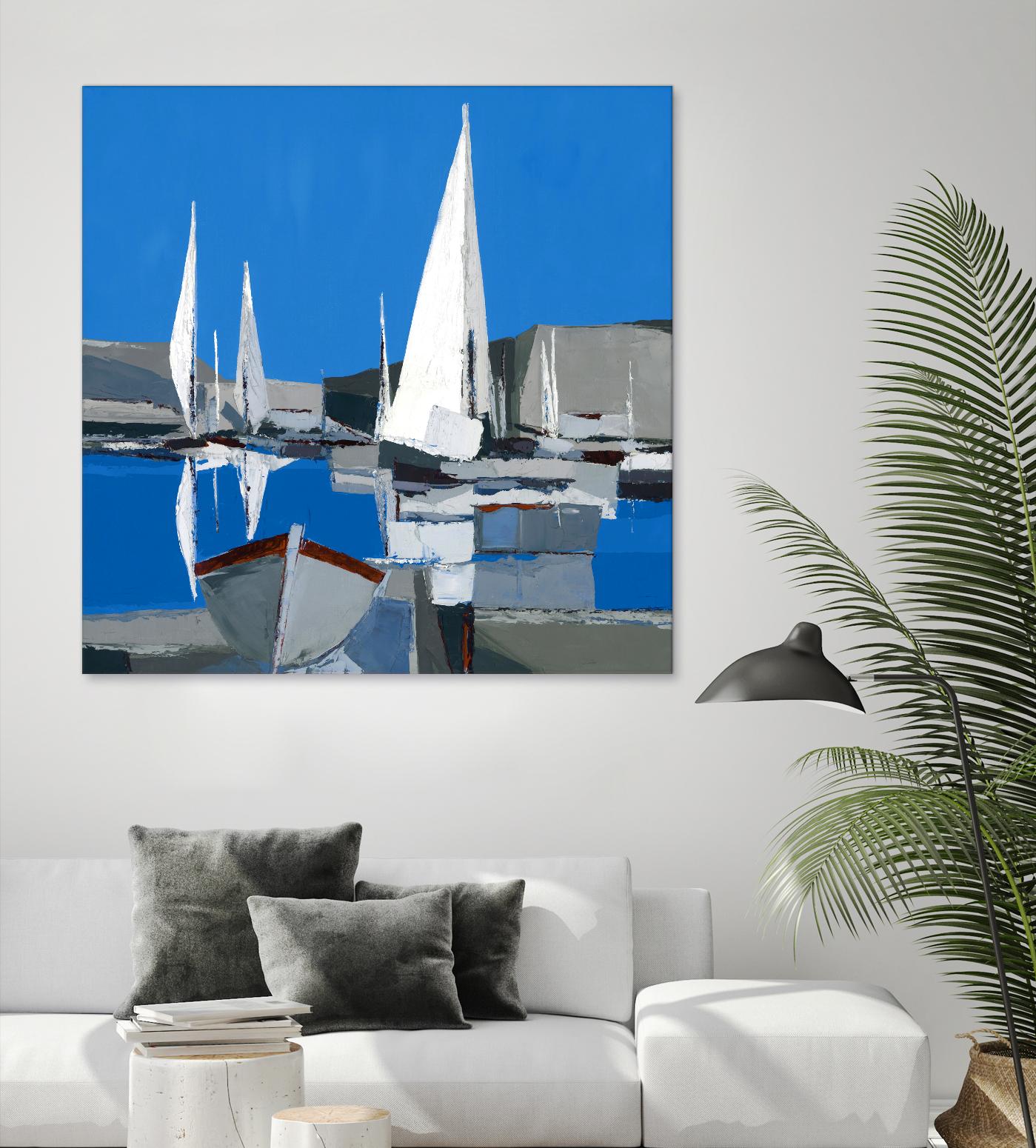 Voiles Blanches I by Demagny on GIANT ART - grey sea scene