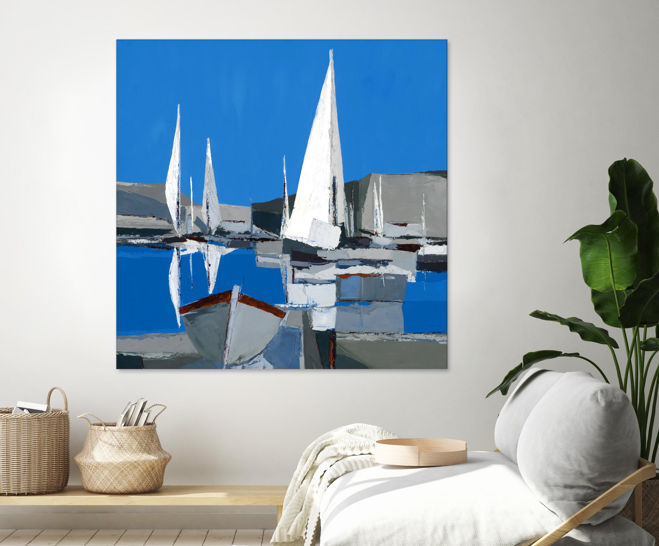 Voiles Blanches I by Demagny on GIANT ART - grey sea scene