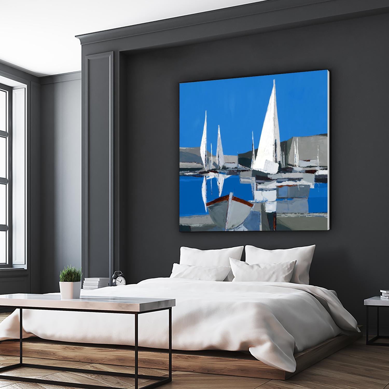 Voiles Blanches I by Demagny on GIANT ART - grey sea scene