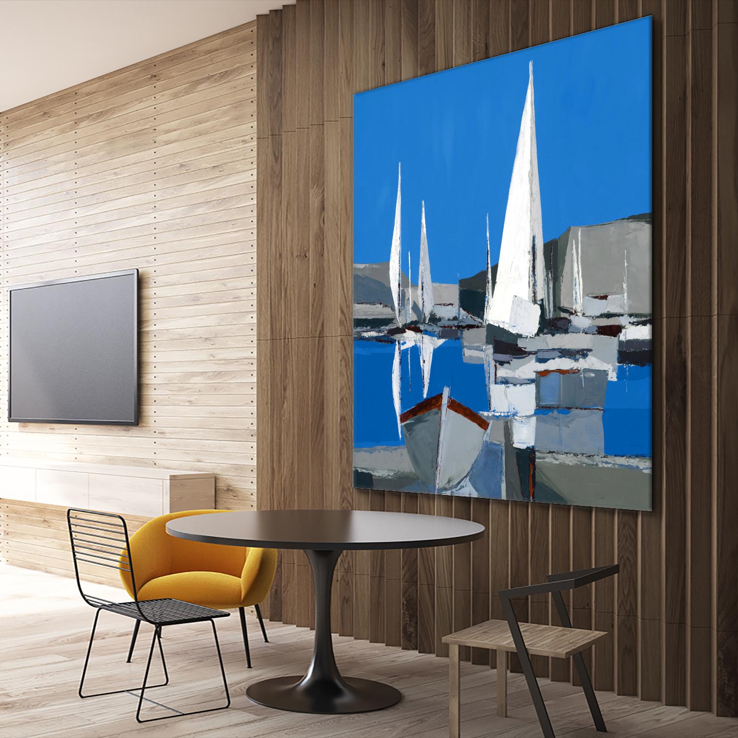 Voiles Blanches I by Demagny on GIANT ART - grey sea scene