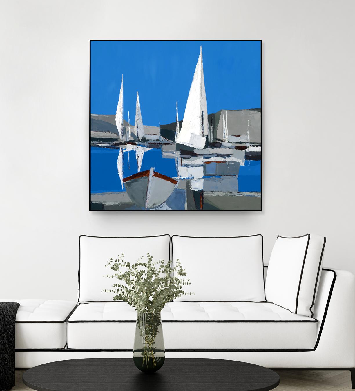 Voiles Blanches I by Demagny on GIANT ART - grey sea scene