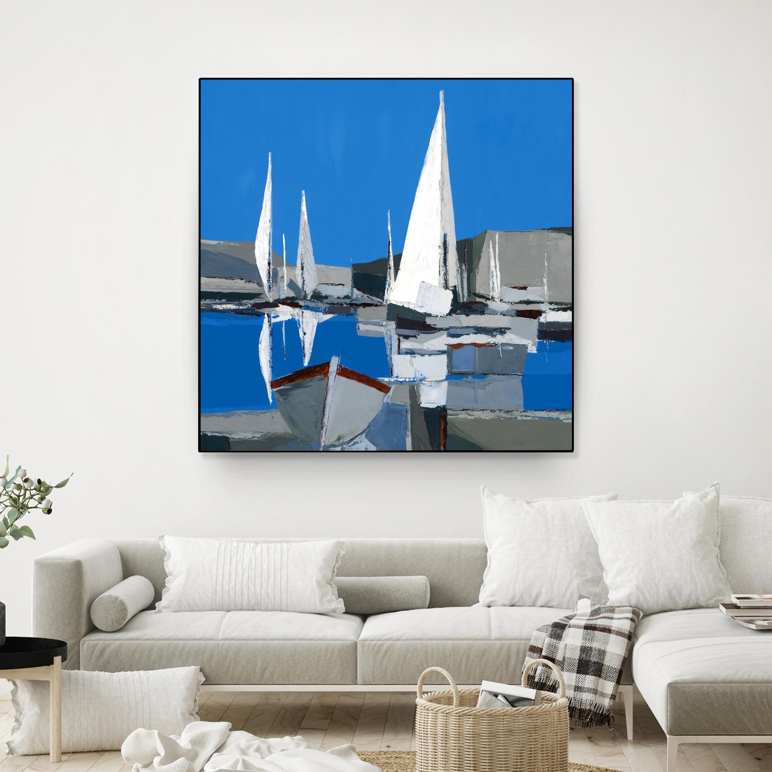 Voiles Blanches I by Demagny on GIANT ART - grey sea scene