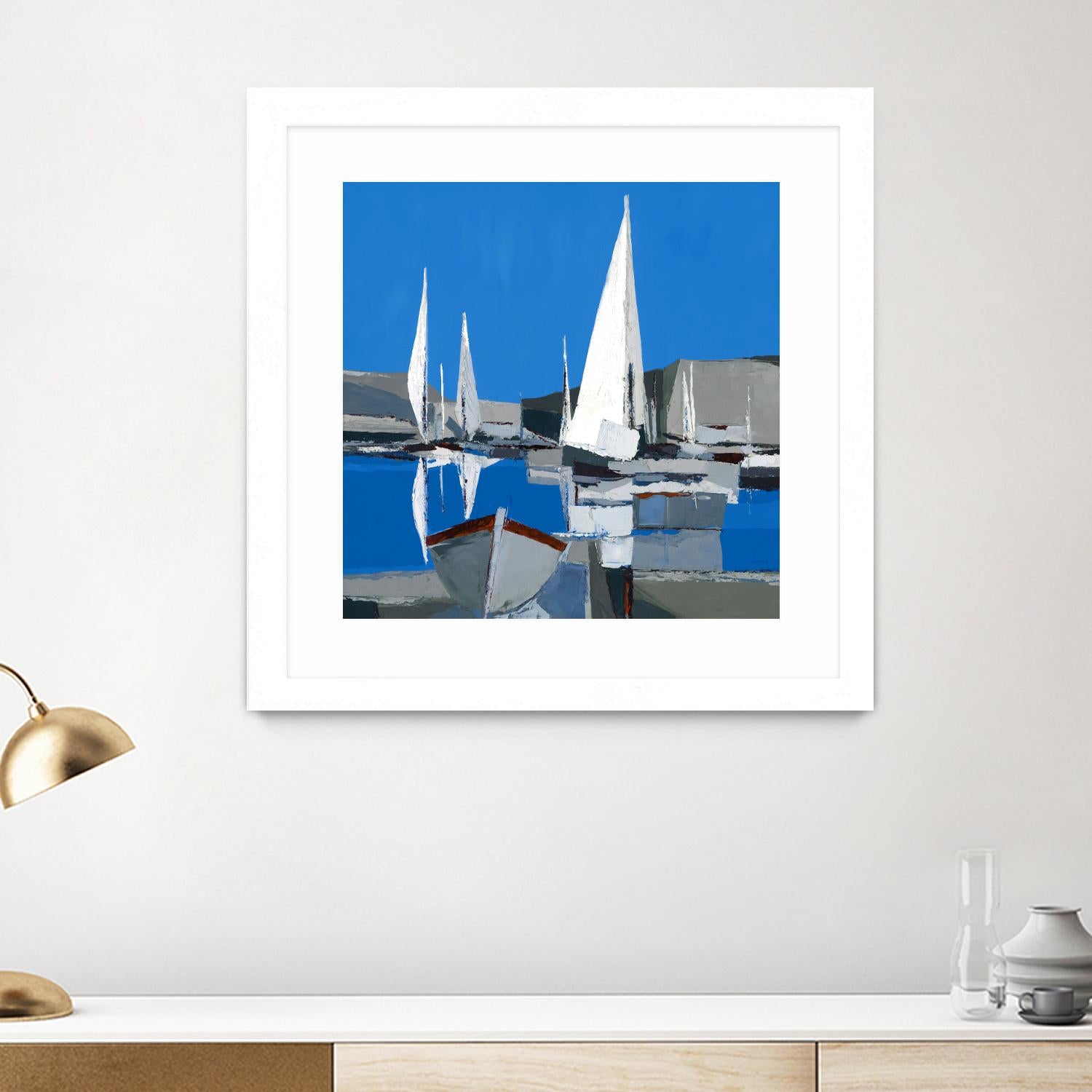 Voiles Blanches I by Demagny on GIANT ART - grey sea scene