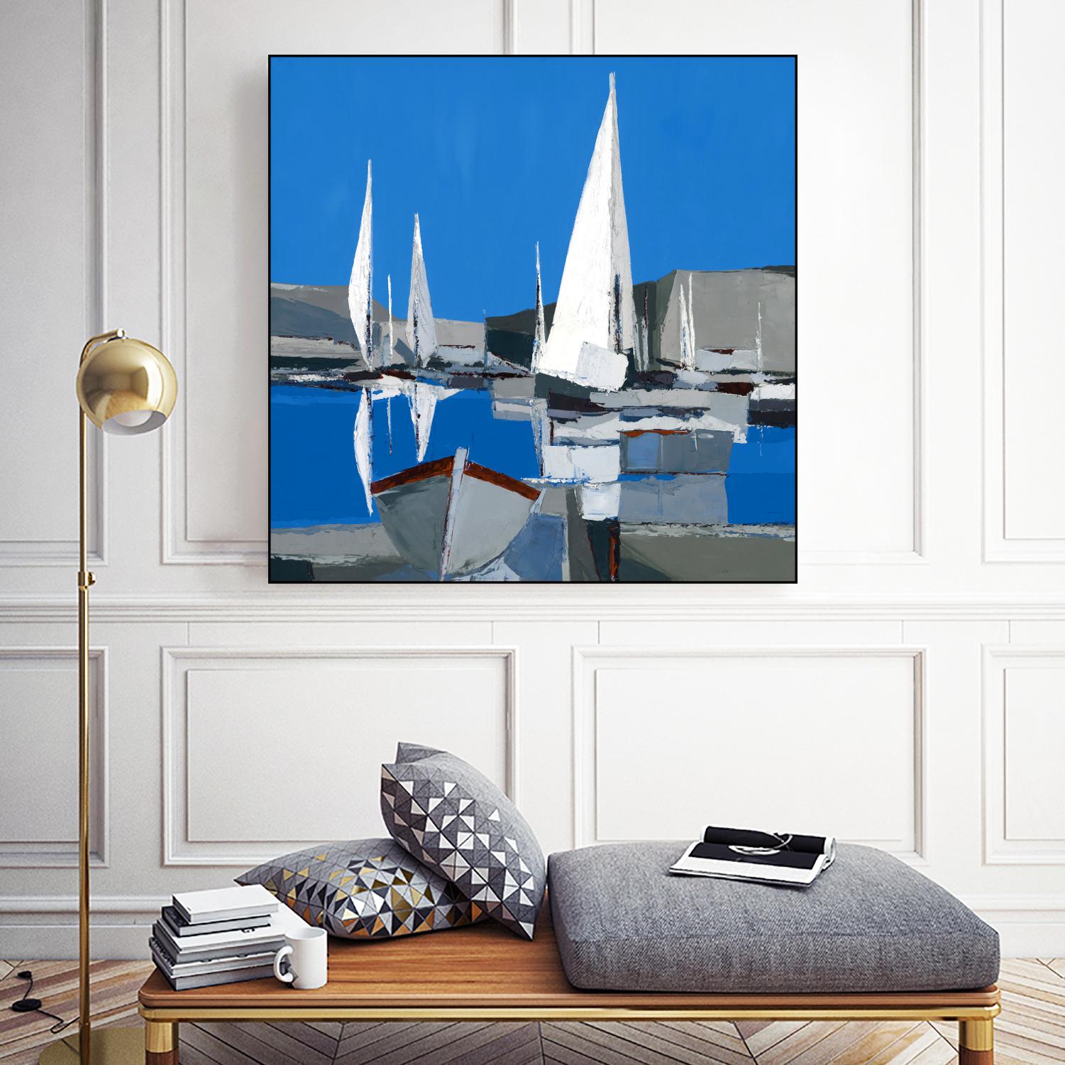 Voiles Blanches I by Demagny on GIANT ART - grey sea scene