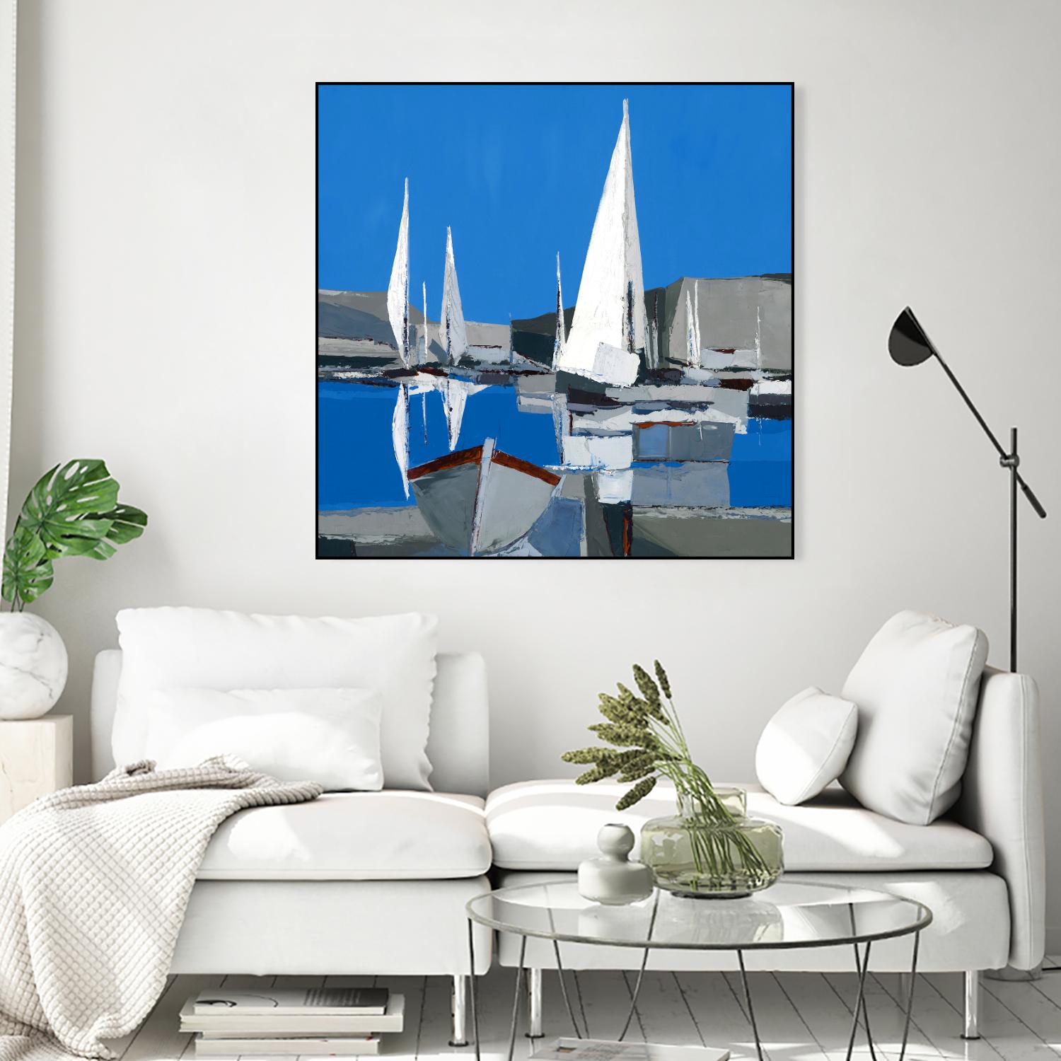 Voiles Blanches I by Demagny on GIANT ART - grey sea scene