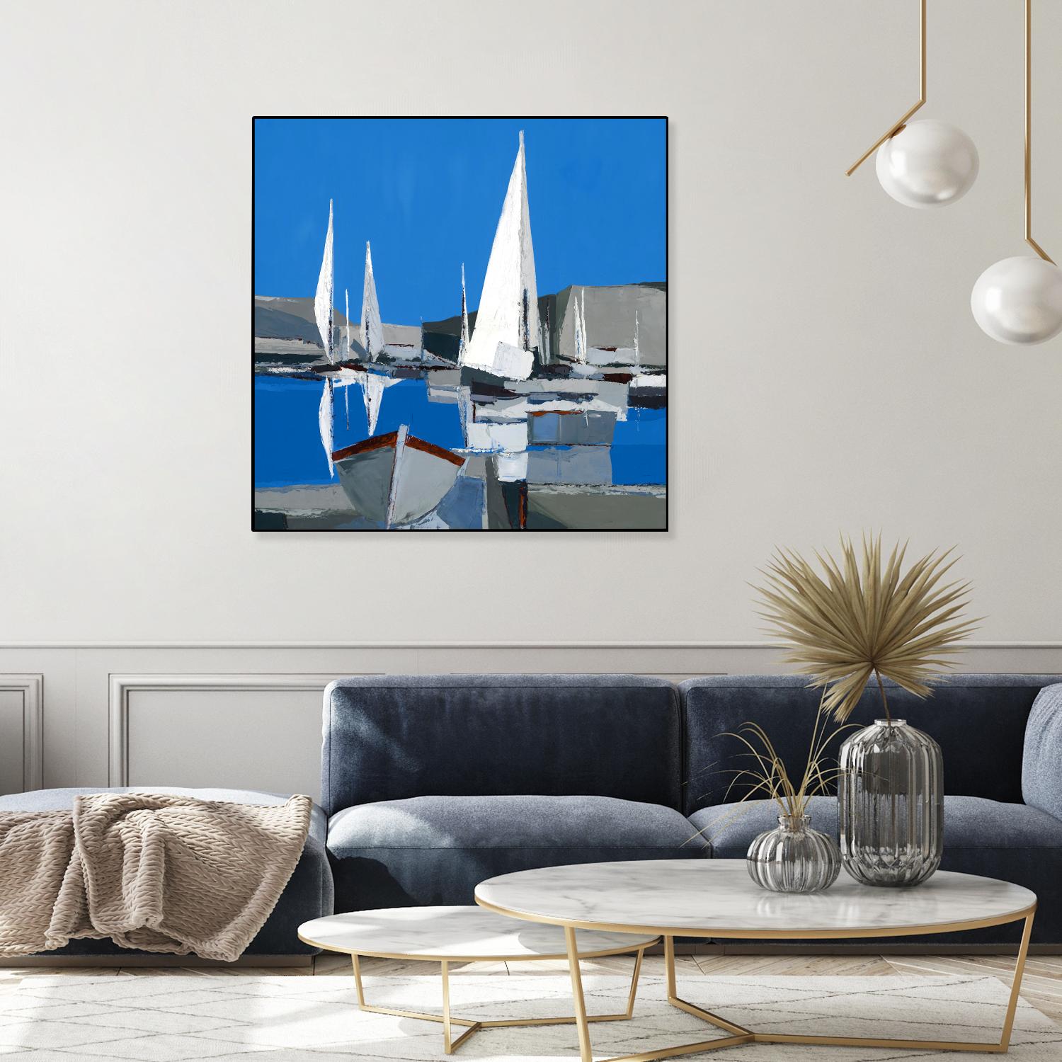 Voiles Blanches I by Demagny on GIANT ART - grey sea scene