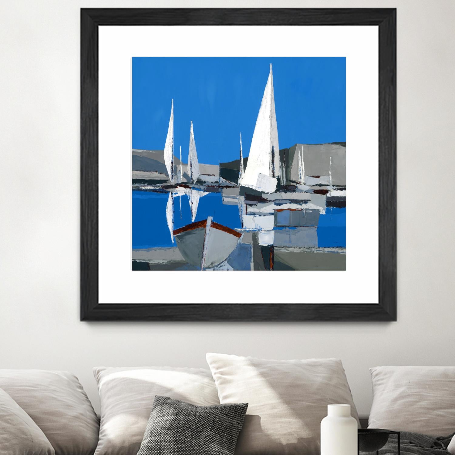 Voiles Blanches I by Demagny on GIANT ART - grey sea scene