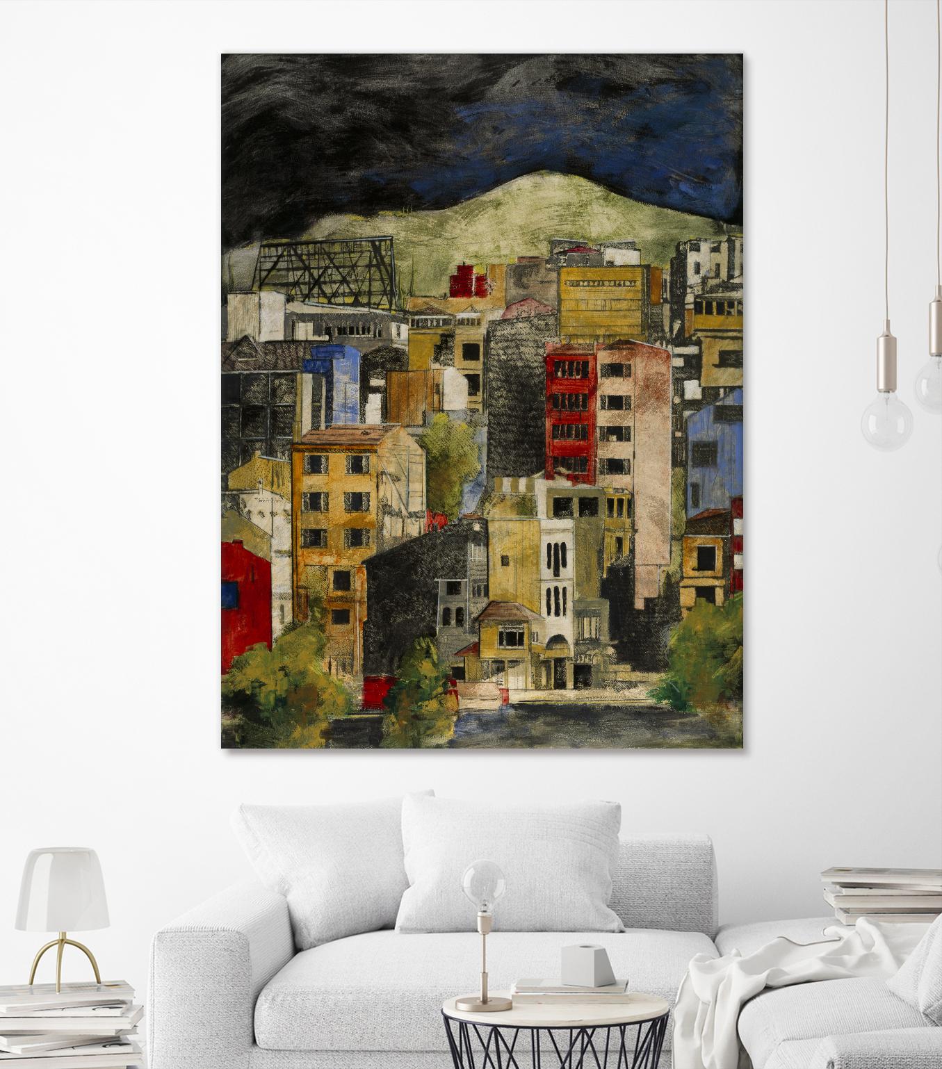 Urbana 2 by Susan Gillette on GIANT ART - beige city scene