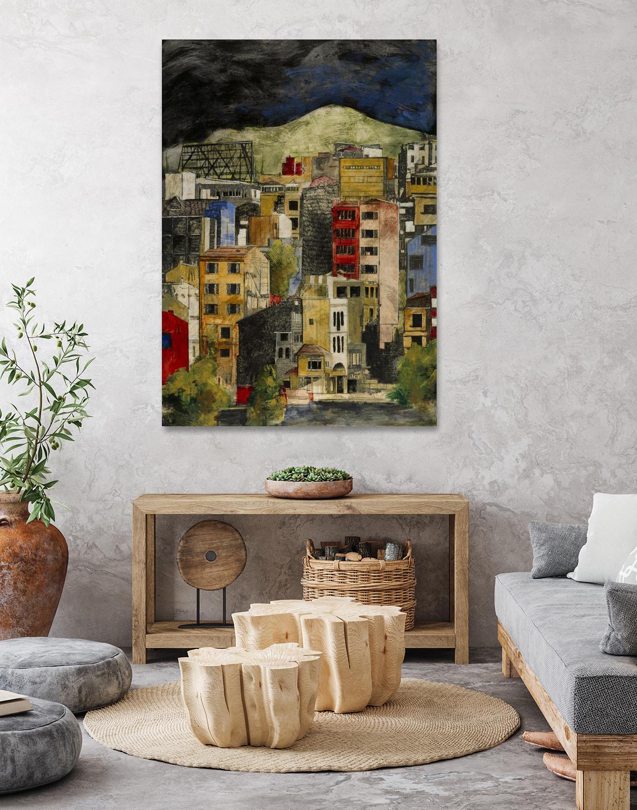 Urbana 2 by Susan Gillette on GIANT ART - beige city scene