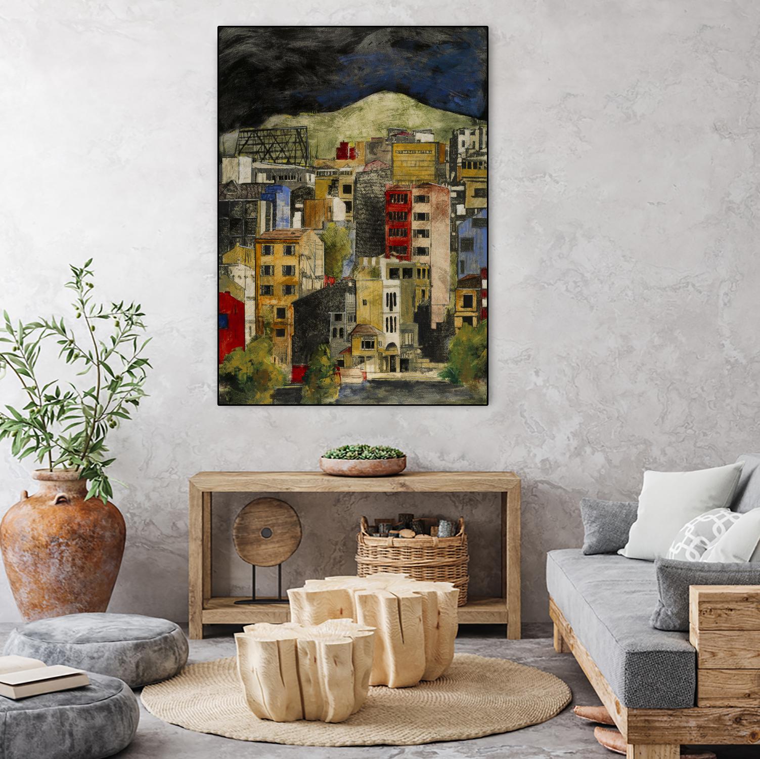 Urbana 2 by Susan Gillette on GIANT ART - beige city scene