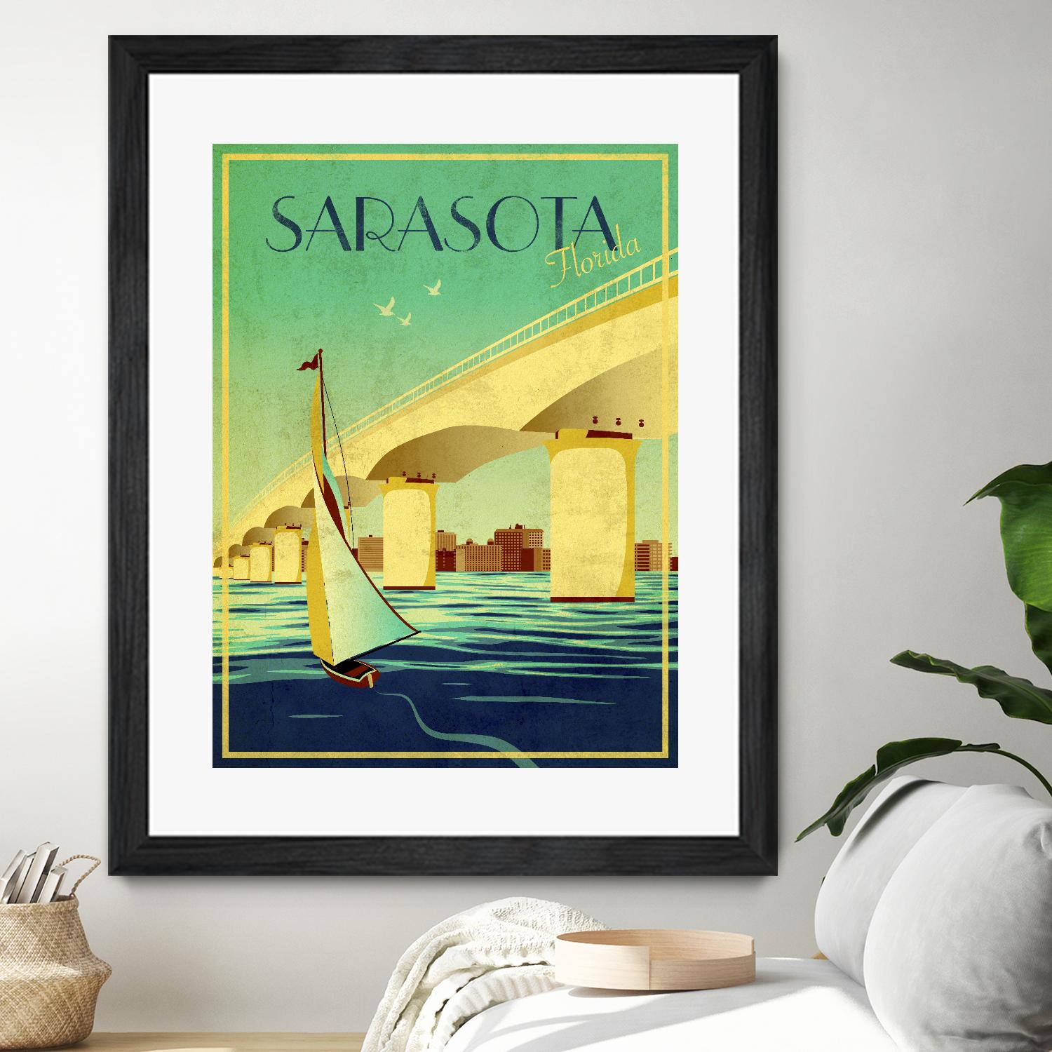 Sarasota by Stella Bradley on GIANT ART - green vintage affiche