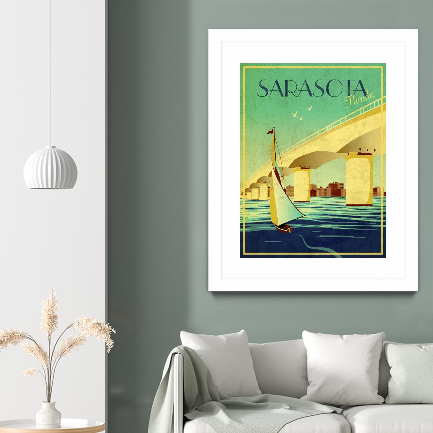 Sarasota by Stella Bradley on GIANT ART - green vintage affiche