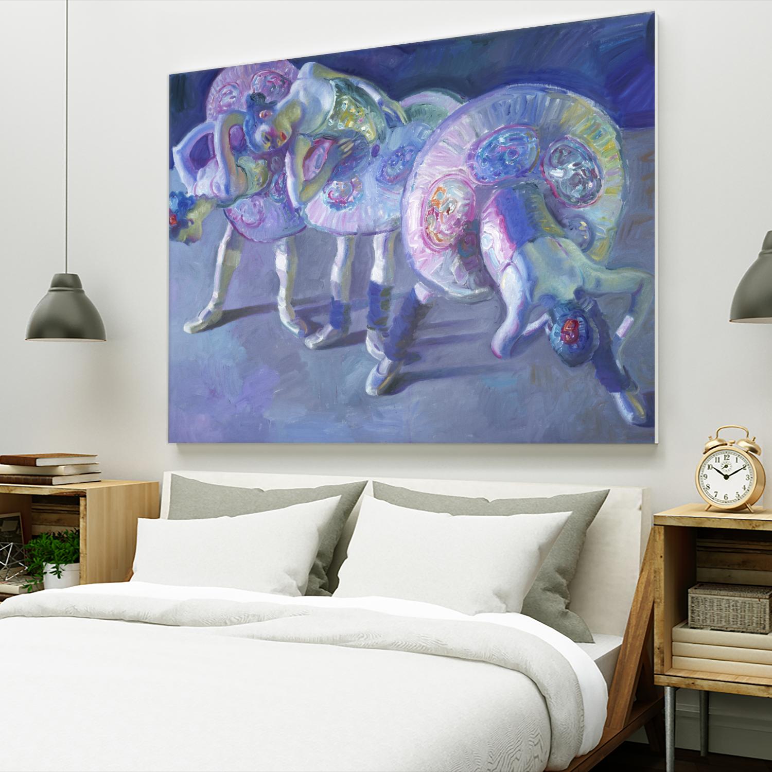 Three Dancers in Grey and Blue by John Asaro on GIANT ART - blue music - dance