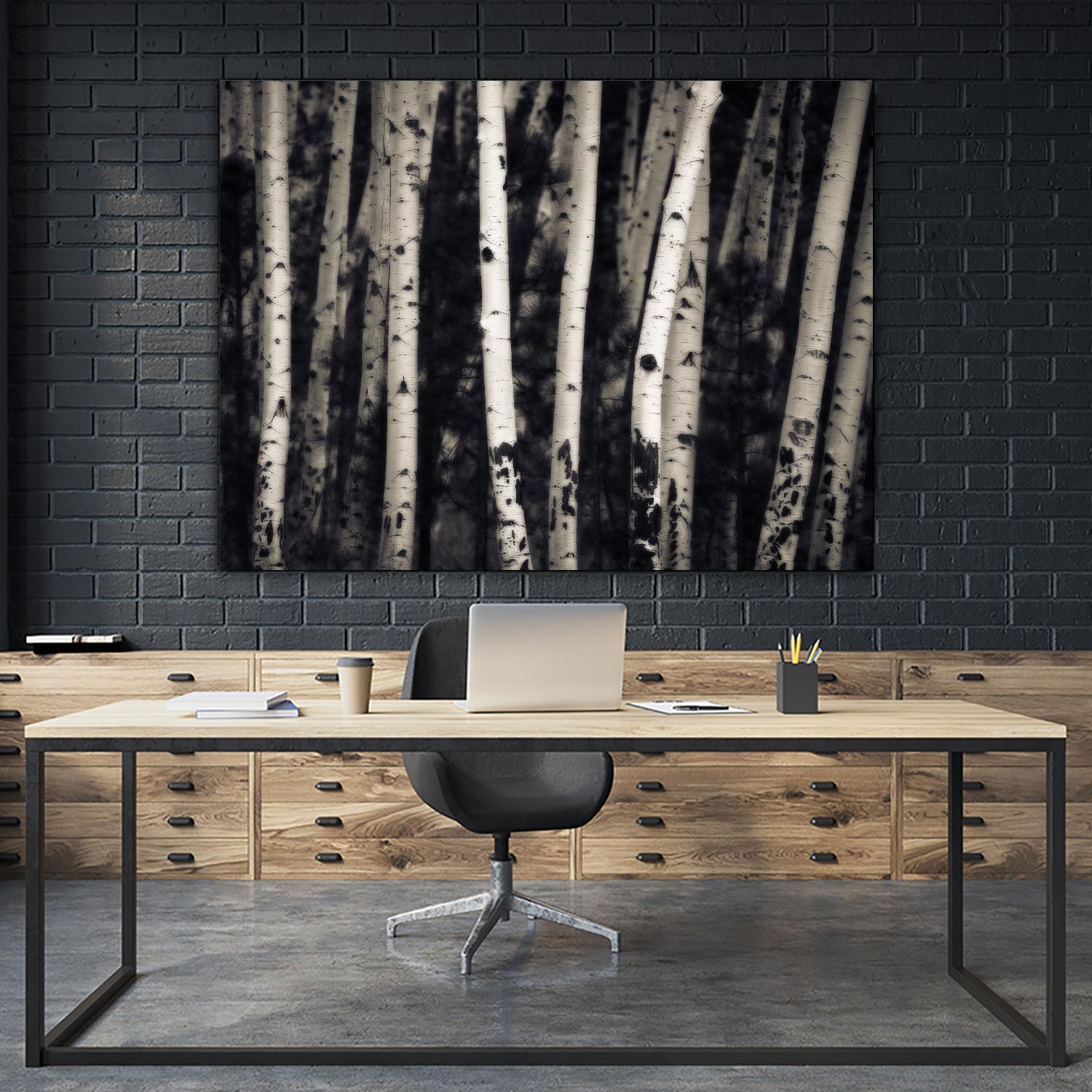 Birch Trees by Jamie Cook on GIANT ART - black landscape