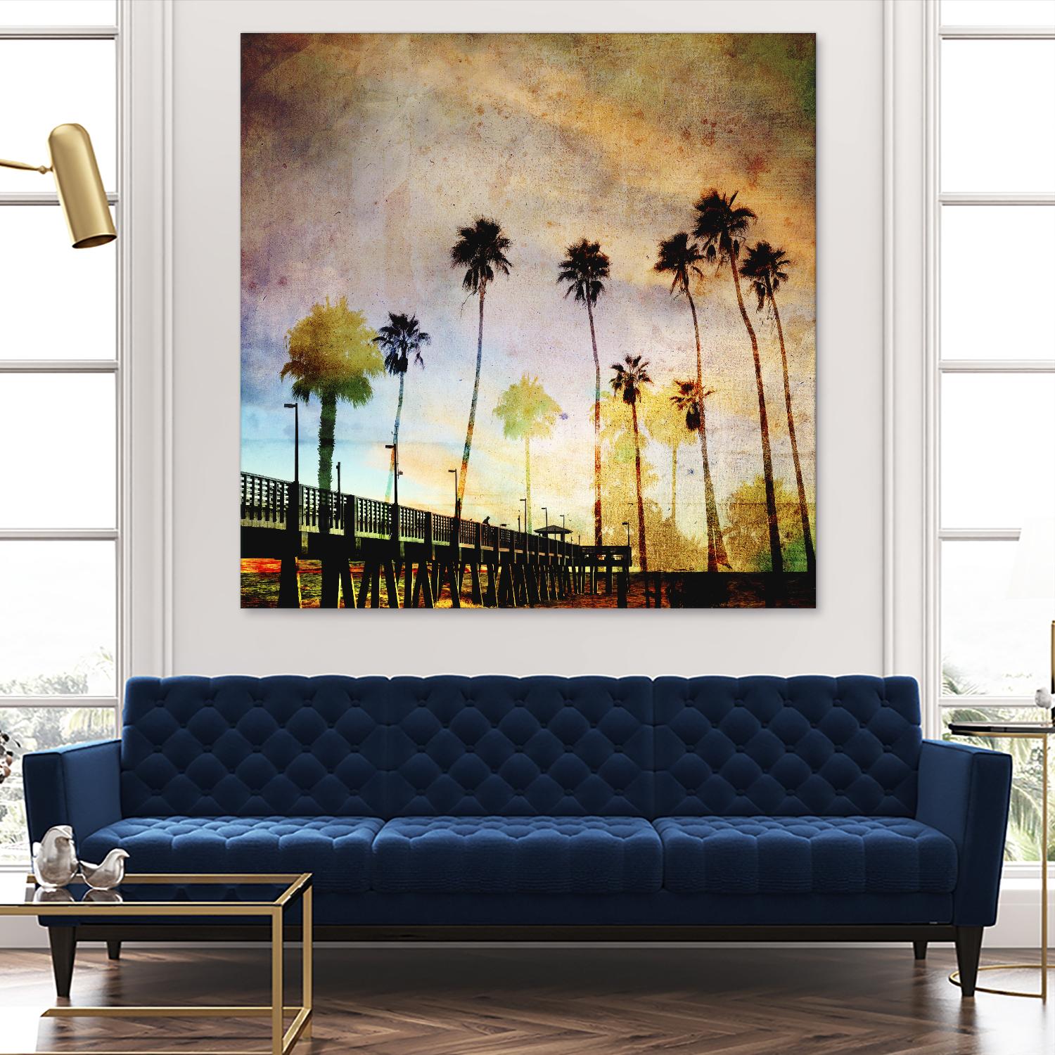 Sunset on the Pier A by GI ArtLab on GIANT ART - yellow tropical