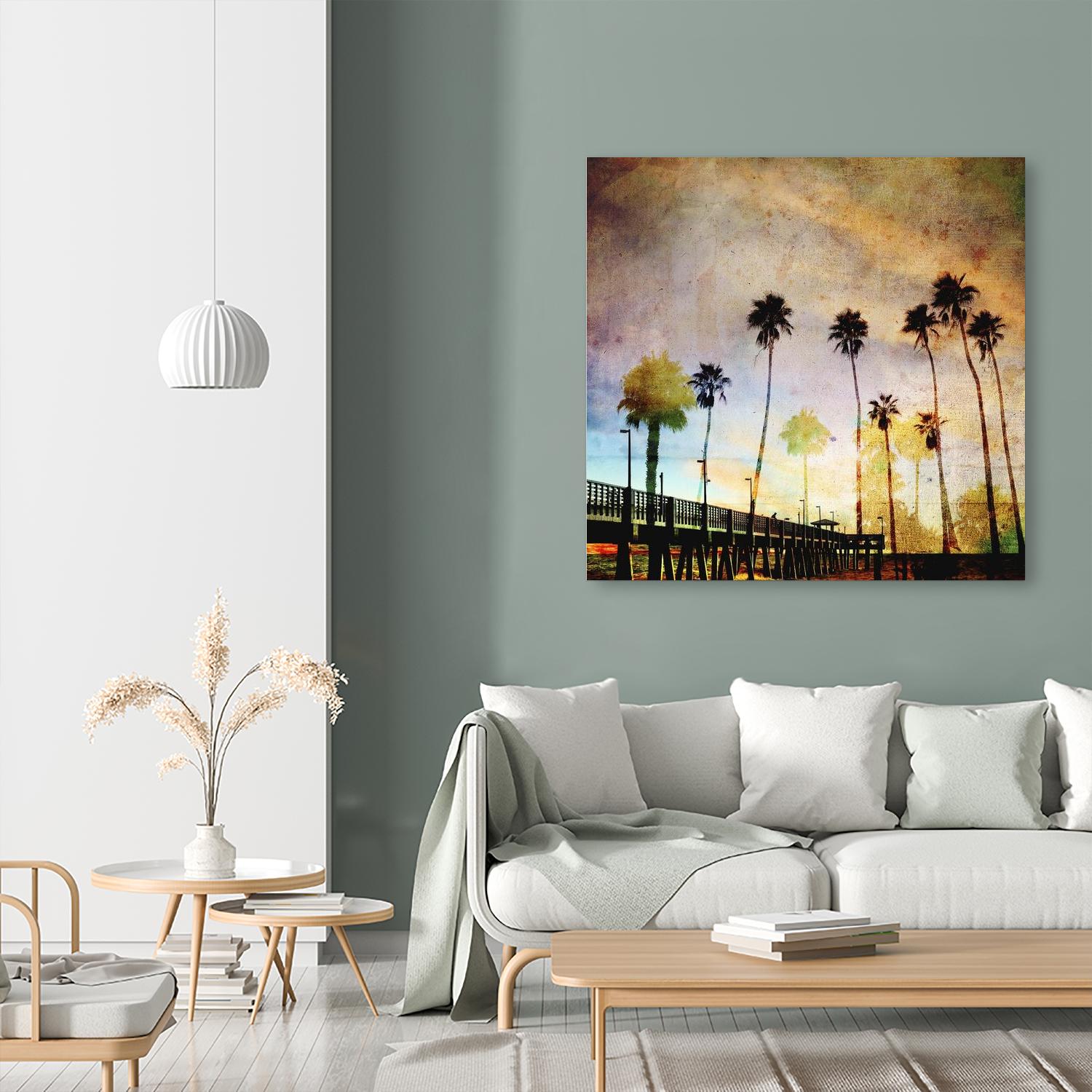 Sunset on the Pier A by GI ArtLab on GIANT ART - yellow tropical