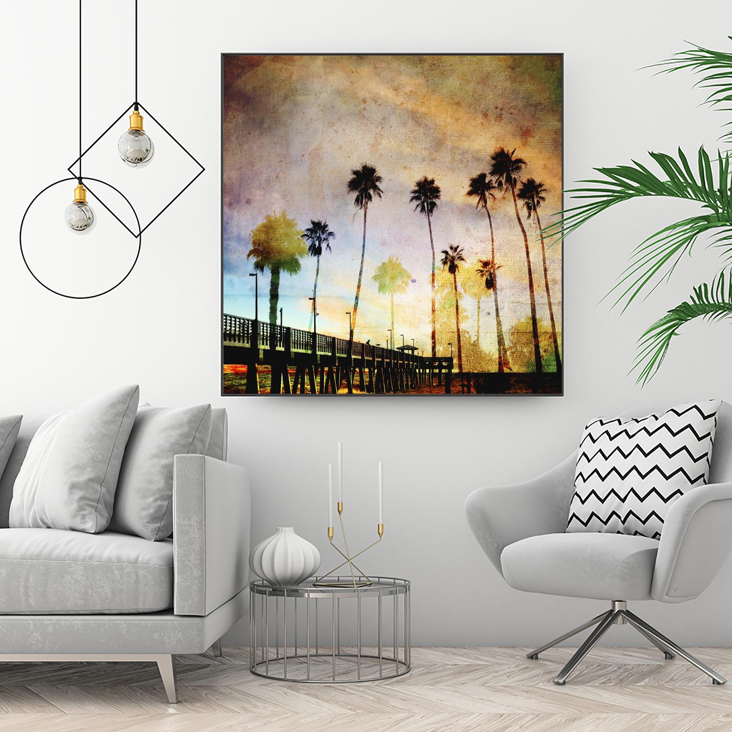 Sunset on the Pier A by GI ArtLab on GIANT ART - yellow tropical