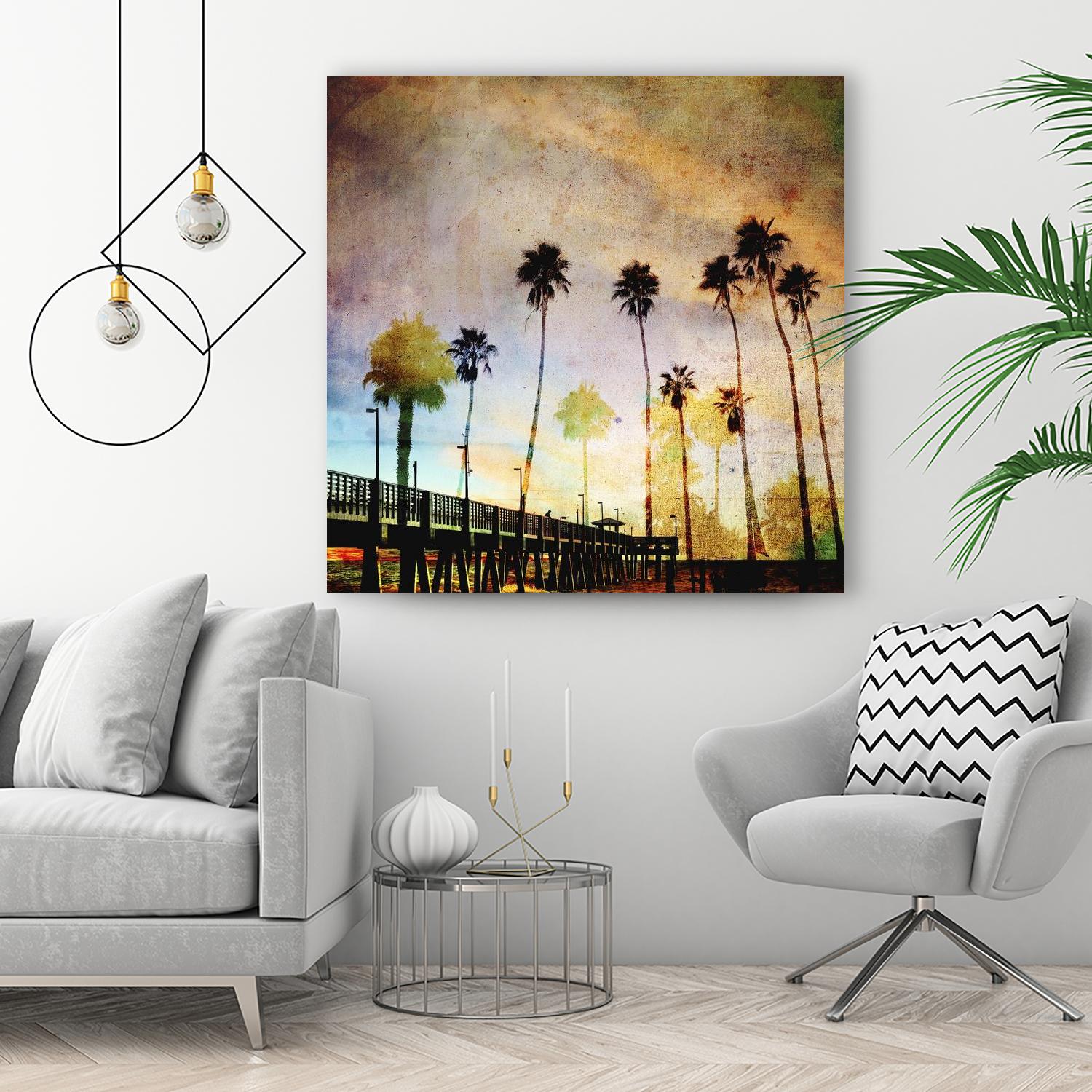 Sunset on the Pier A by GI ArtLab on GIANT ART - yellow tropical