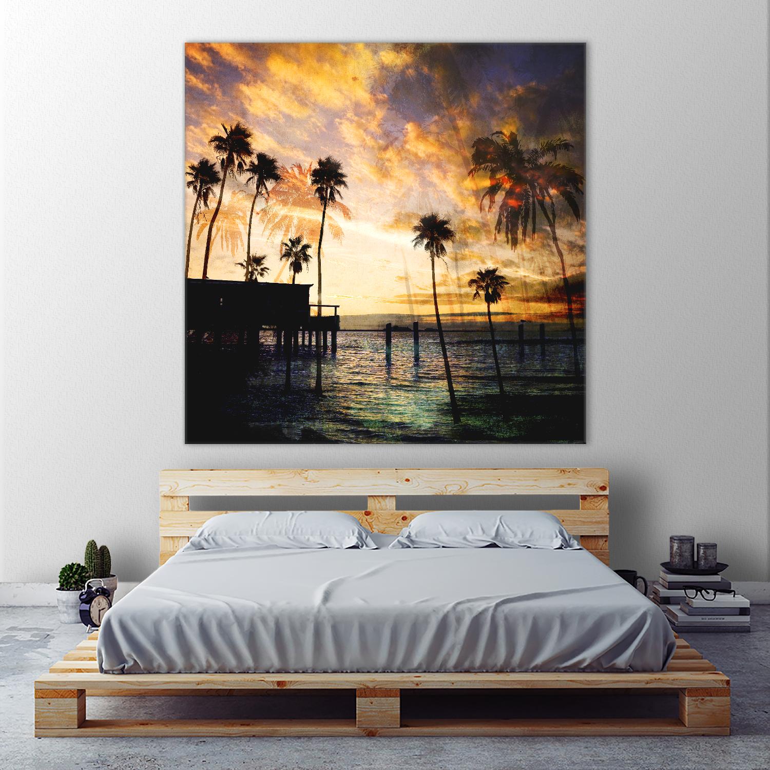 Sunset on the Pier B by GI ArtLab on GIANT ART - blue tropical
