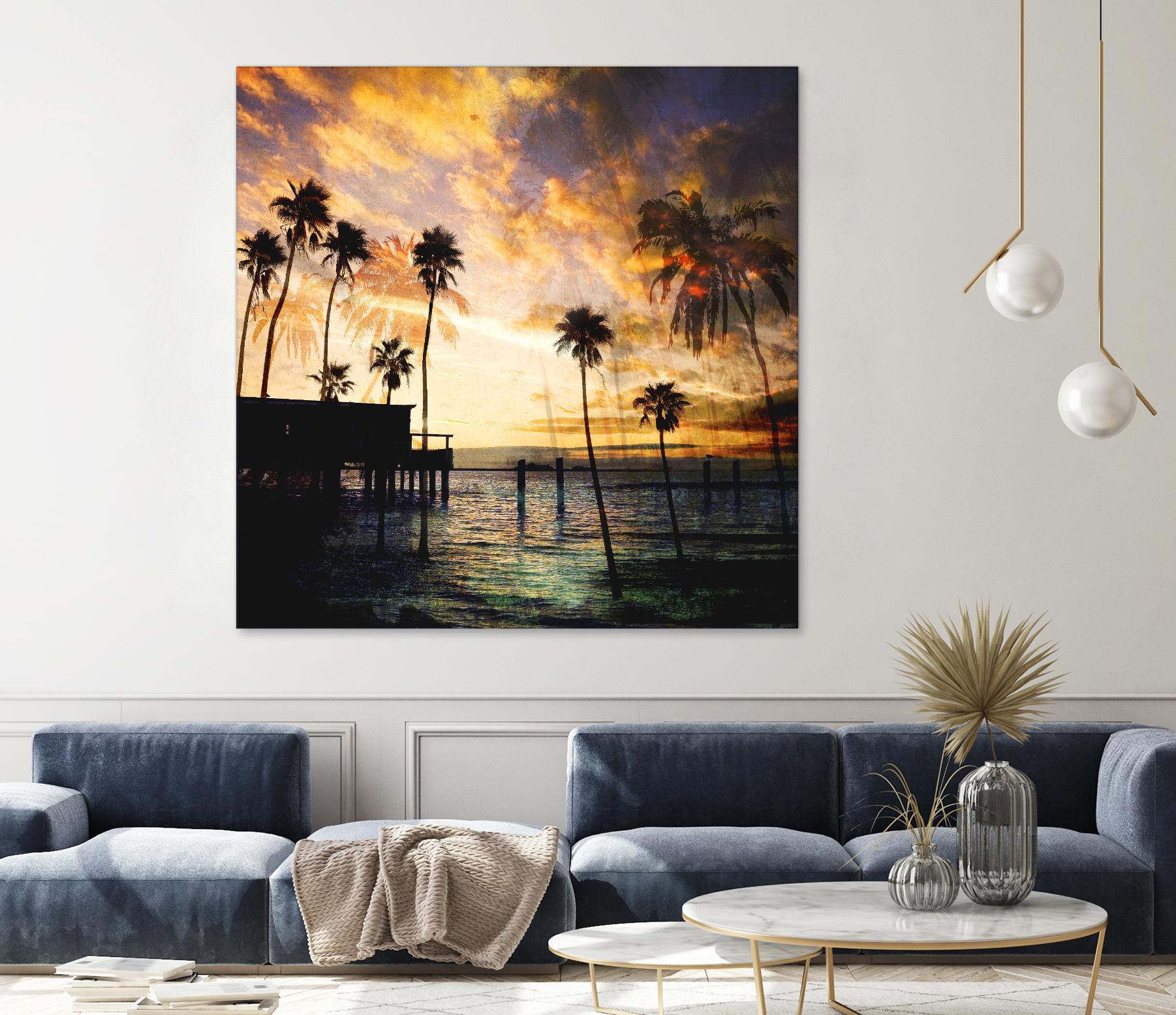 Sunset on the Pier B by GI ArtLab on GIANT ART - blue tropical