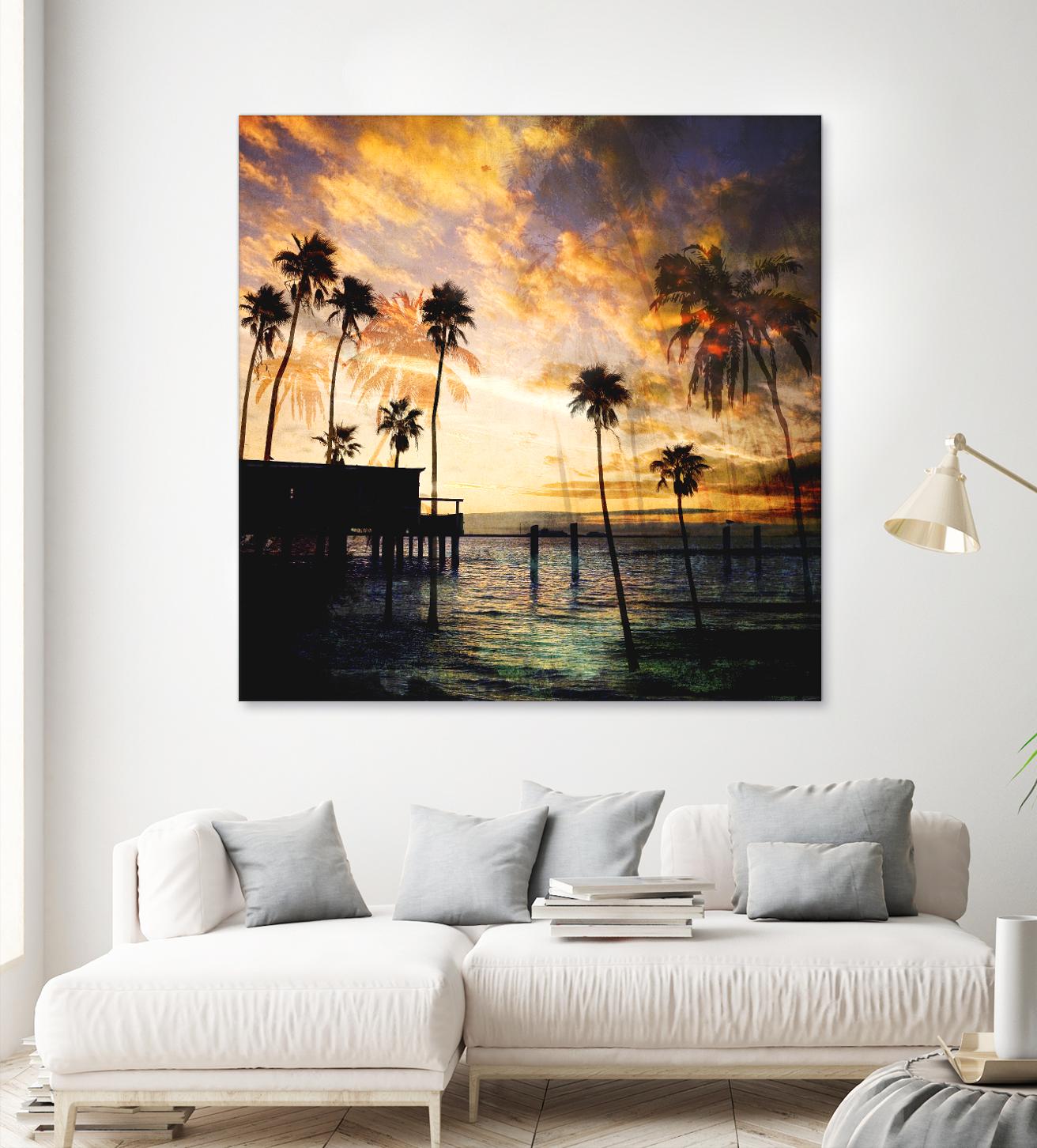 Sunset on the Pier B by GI ArtLab on GIANT ART - blue tropical