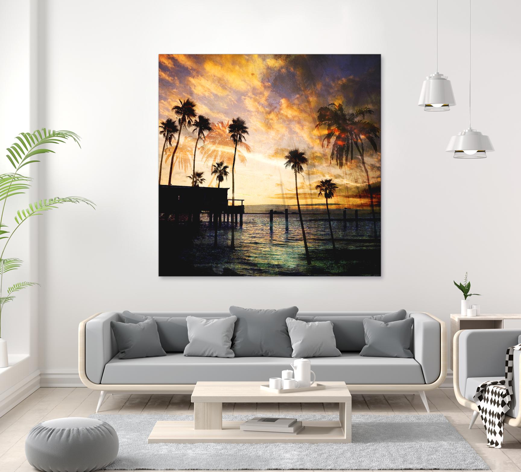 Sunset on the Pier B by GI ArtLab on GIANT ART - blue tropical