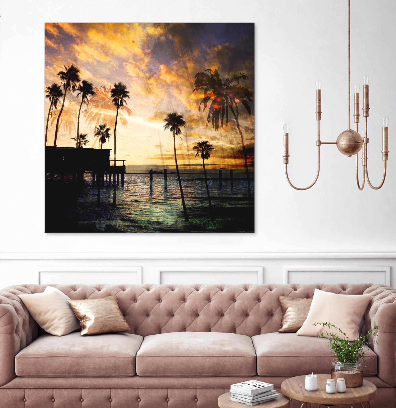 Sunset on the Pier B by GI ArtLab on GIANT ART - blue tropical