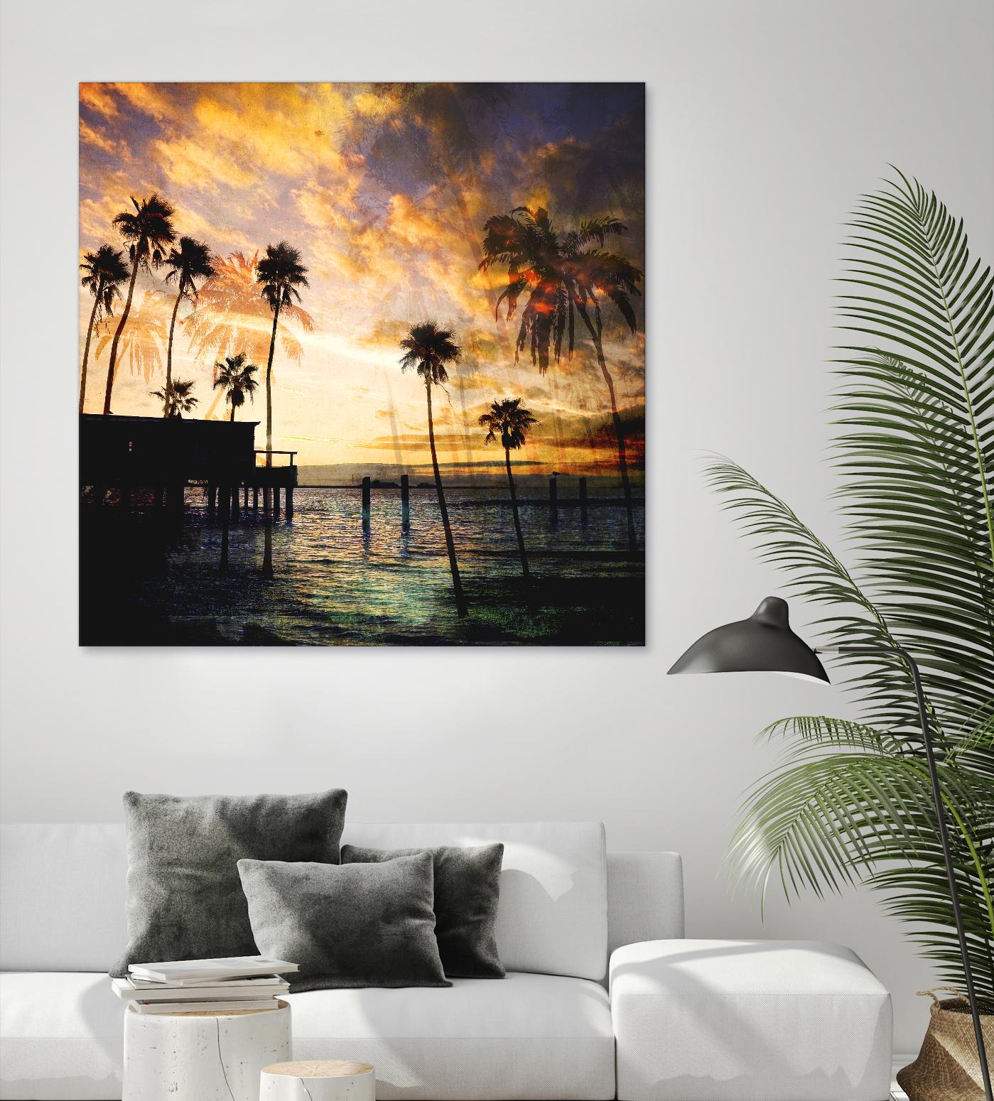 Sunset on the Pier B by GI ArtLab on GIANT ART - blue tropical