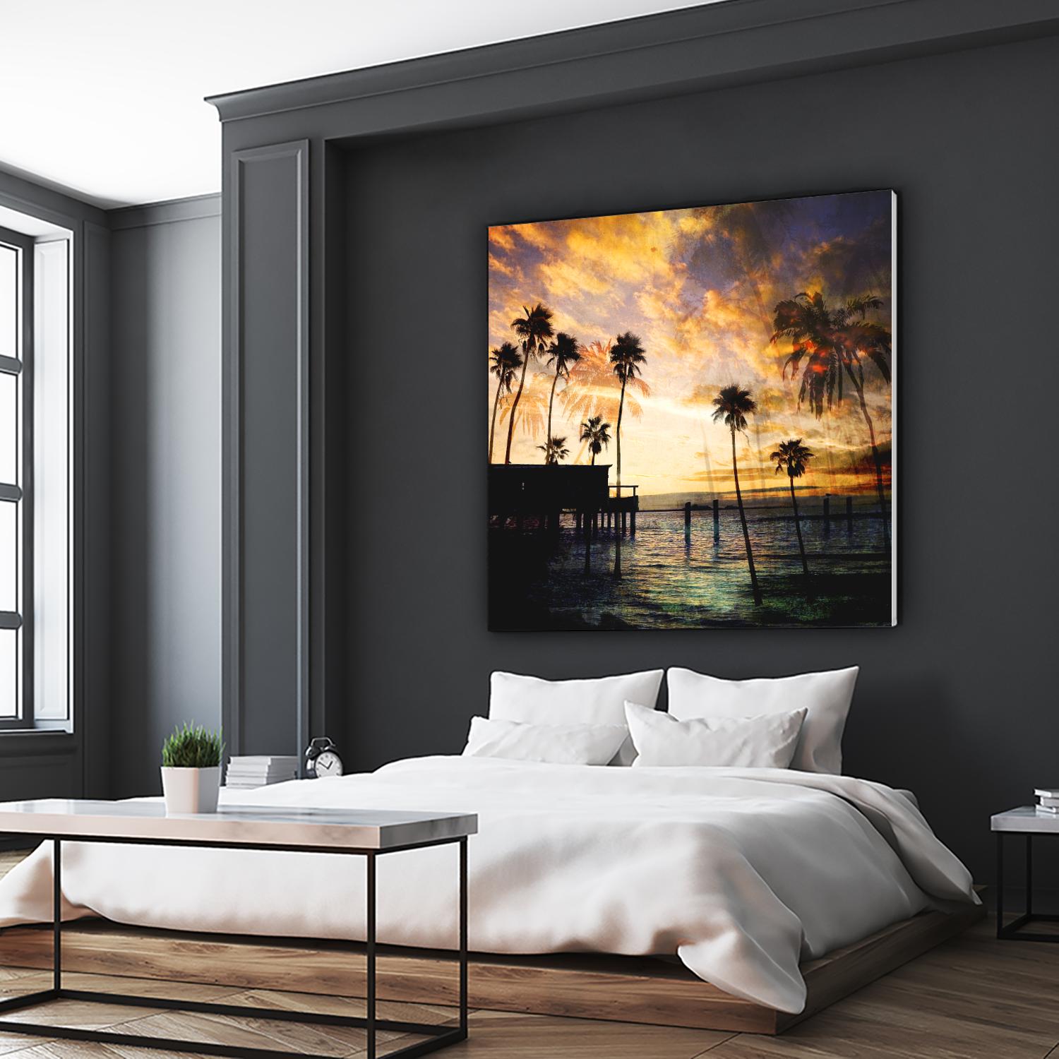 Sunset on the Pier B by GI ArtLab on GIANT ART - blue tropical