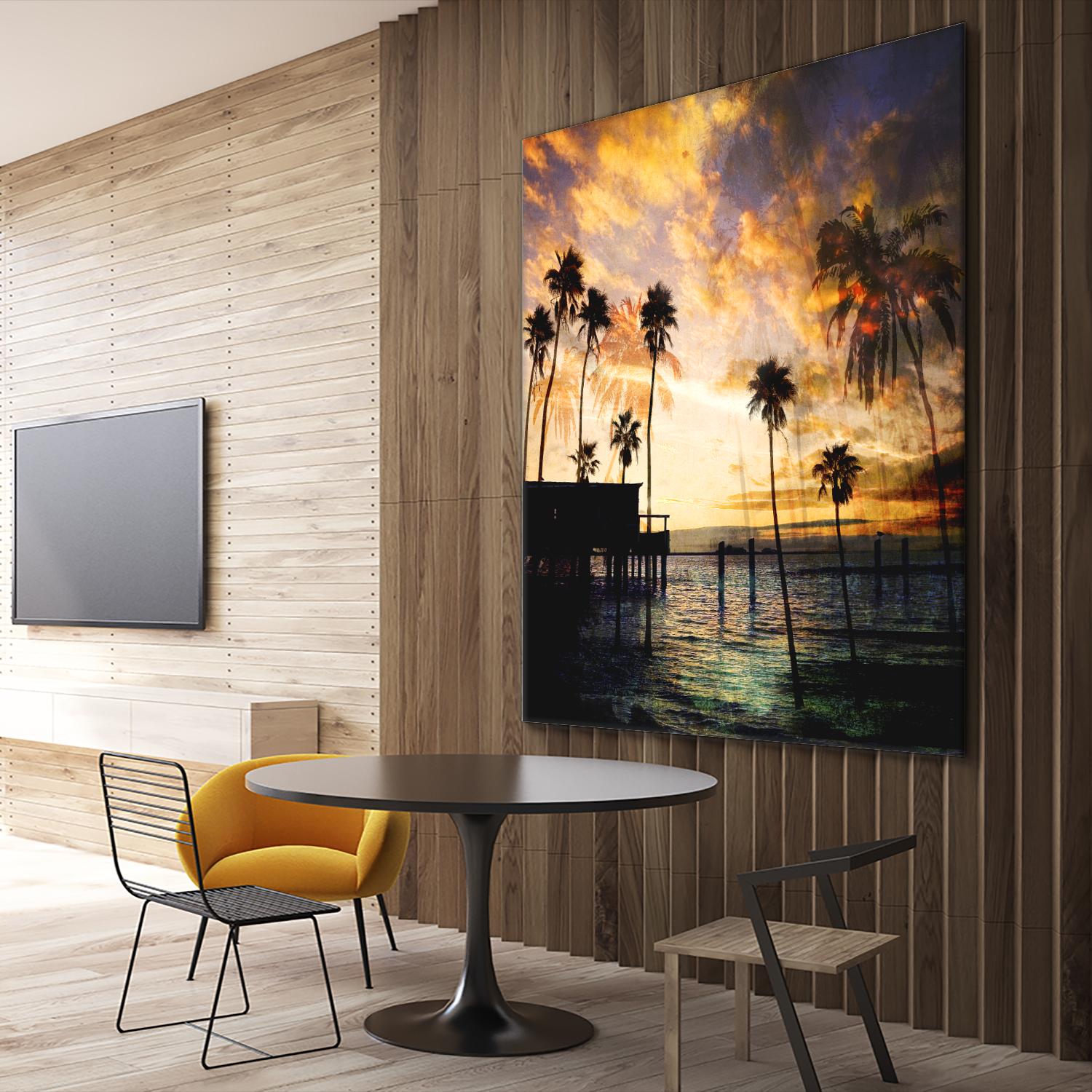 Sunset on the Pier B by GI ArtLab on GIANT ART - blue tropical