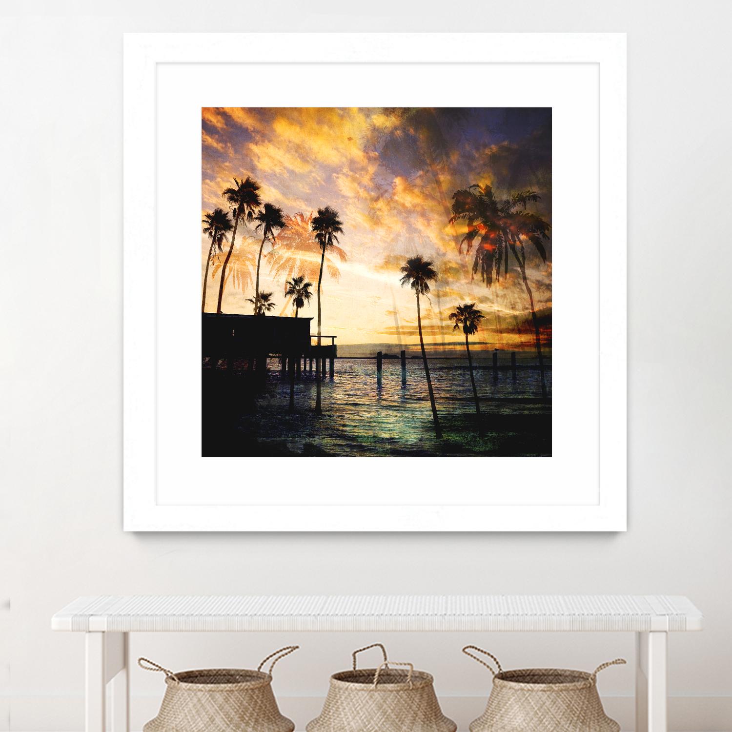Sunset on the Pier B by GI ArtLab on GIANT ART - blue tropical
