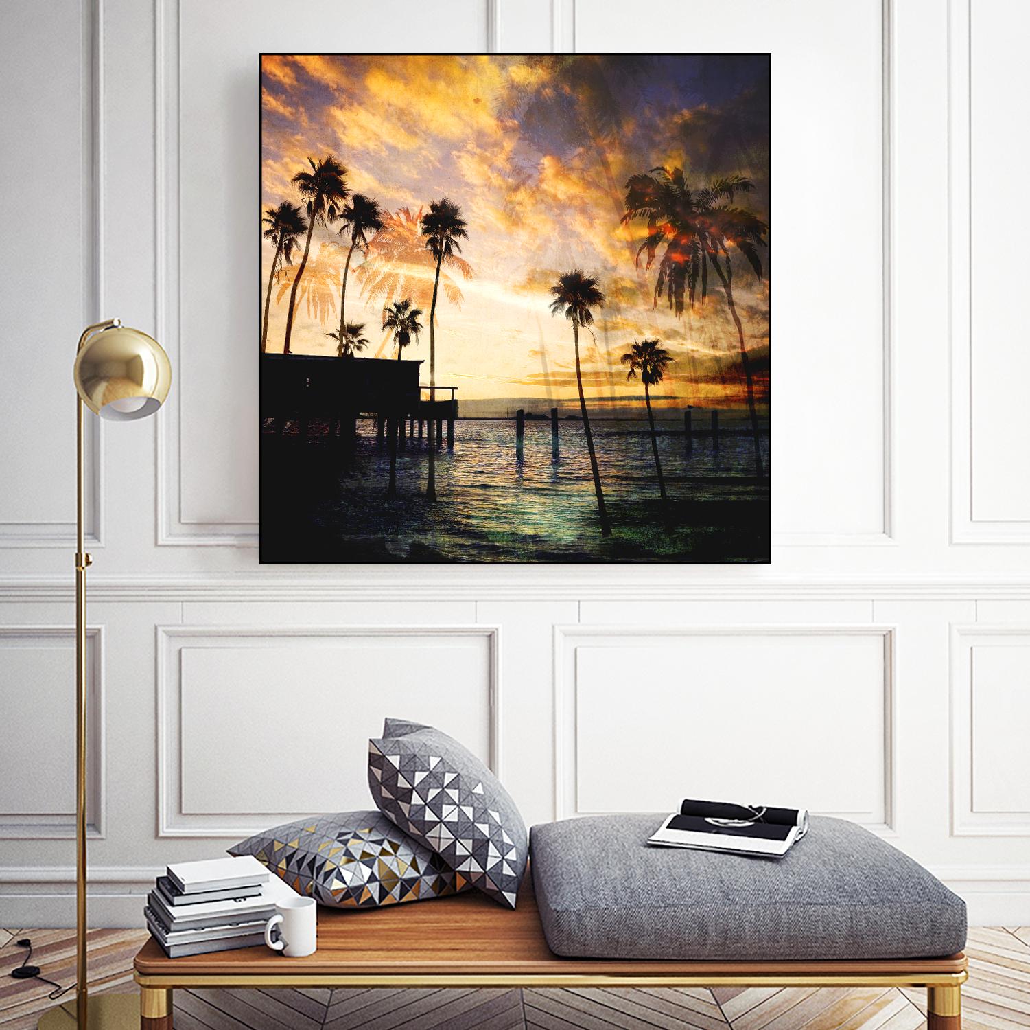 Sunset on the Pier B by GI ArtLab on GIANT ART - blue tropical