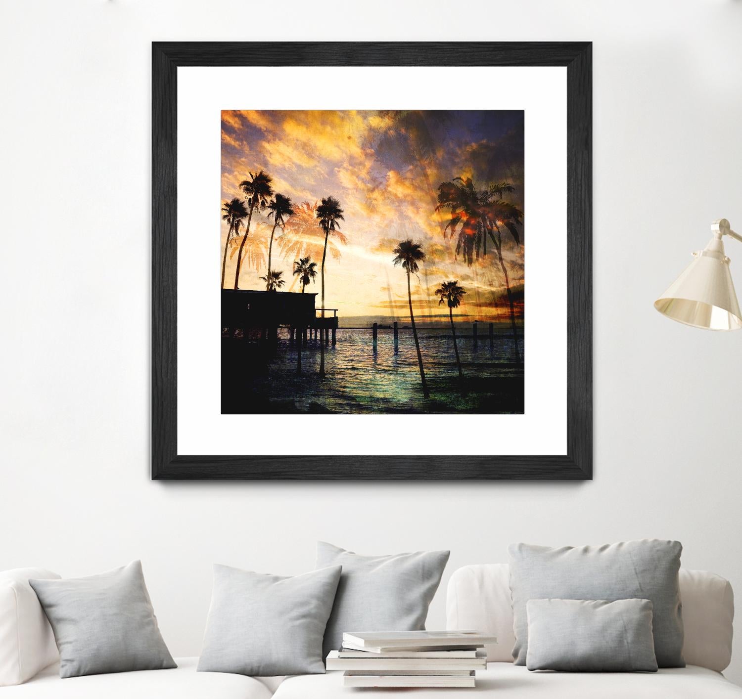 Sunset on the Pier B by GI ArtLab on GIANT ART - blue tropical