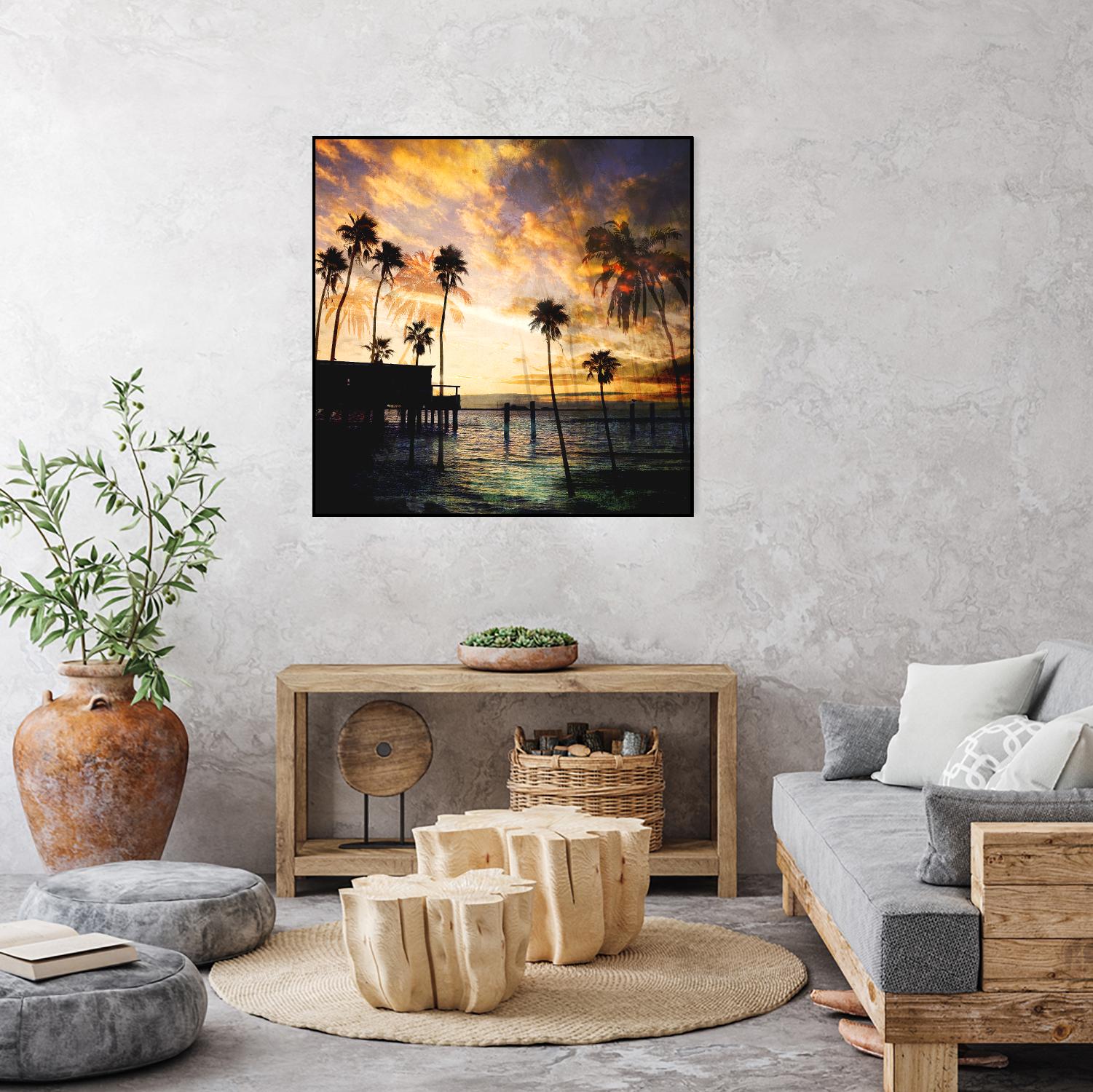 Sunset on the Pier B by GI ArtLab on GIANT ART - blue tropical