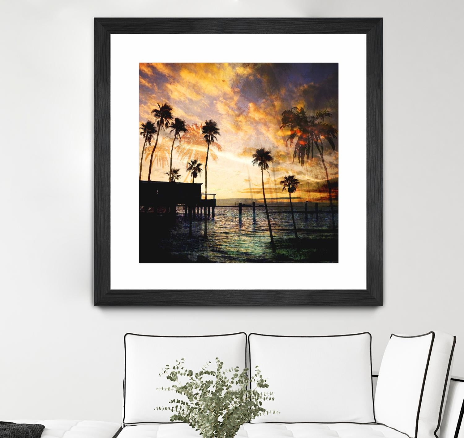 Sunset on the Pier B by GI ArtLab on GIANT ART - blue tropical